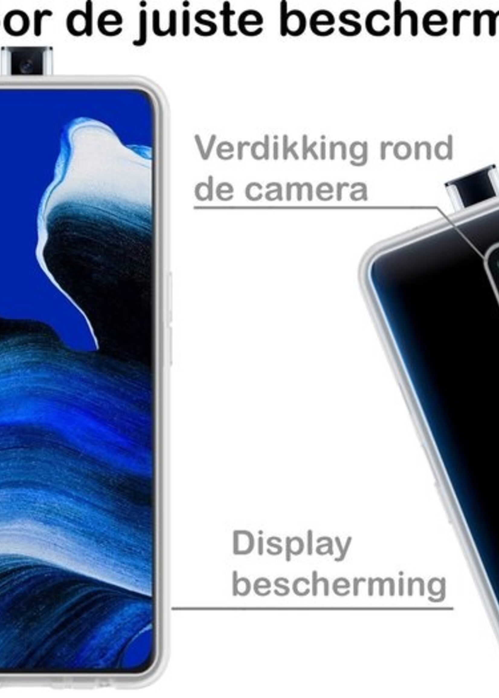 BTH Hoesje Geschikt voor OPPO Reno 2 Hoesje Siliconen Case Hoes Met 2x Screenprotector - Hoes Geschikt voor OPPO Reno 2 Hoes Cover Case - Transparant