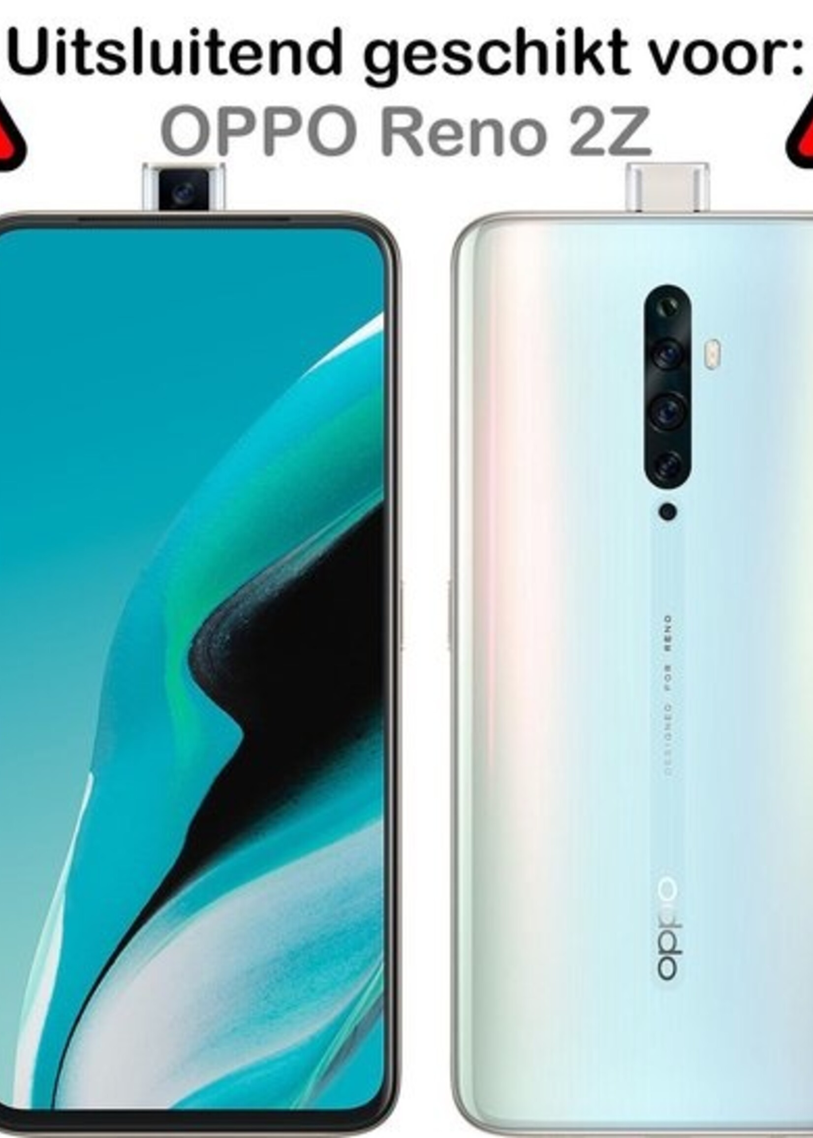 BTH Hoesje Geschikt voor OPPO Reno 2Z Hoesje Siliconen Shock Proof Case Hoes Met Screenprotector - Hoes Geschikt voor OPPO Reno 2Z Hoes Cover Case Shockproof - Transparant