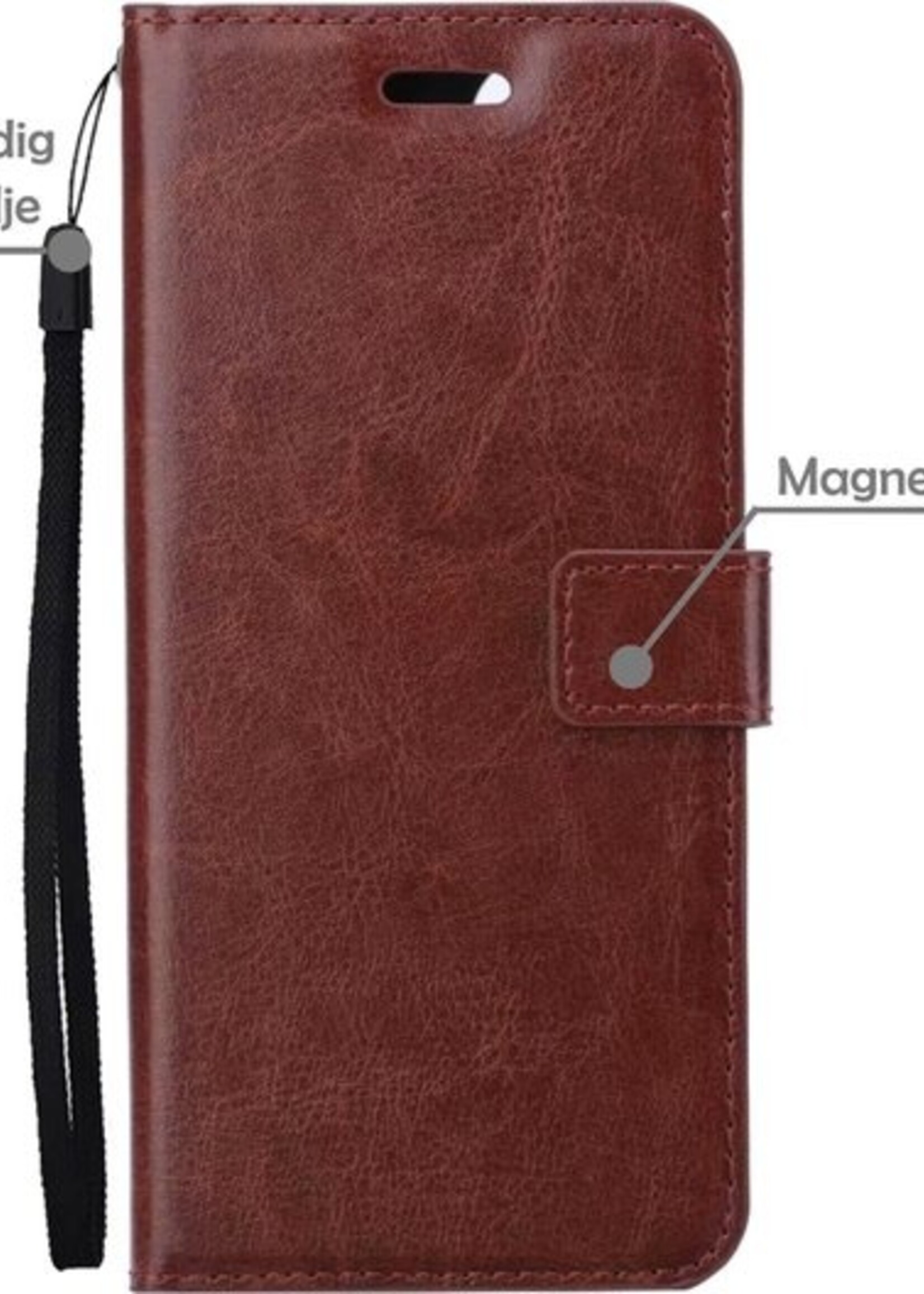 BTH Hoesje Geschikt voor OnePlus Nord 2 Hoesje Book Case Hoes Portemonnee Cover Walletcase Met 2x Screenprotector - Hoes Geschikt voor OnePlus Nord 2 Hoes Bookcase Hoesje - Bruin
