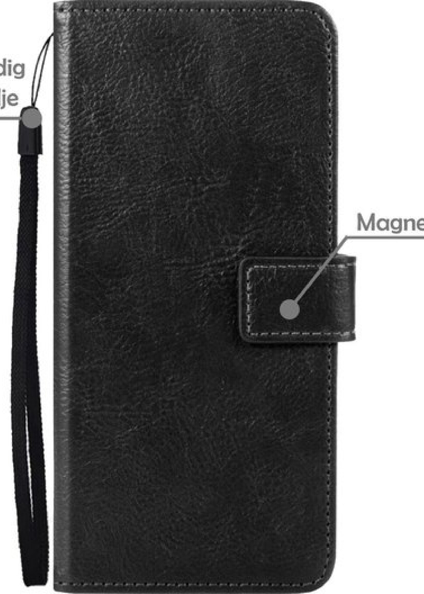 BTH Hoesje Geschikt voor OnePlus Nord 2 Hoesje Book Case Hoes Portemonnee Cover Walletcase Met Screenprotector - Hoes Geschikt voor OnePlus Nord 2 Hoes Bookcase Hoesje - Zwart