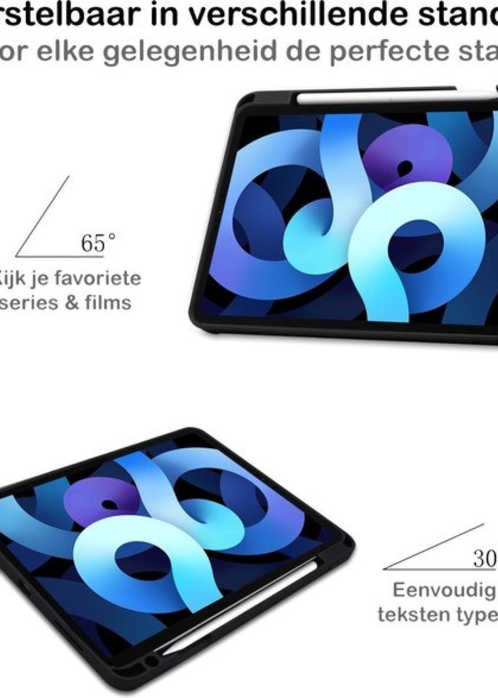 BTH Hoes Geschikt voor iPad Air 2020 Hoes Book Case Hoesje Trifold Cover Met Uitsparing Geschikt voor Apple Pencil - Hoesje Geschikt voor iPad Air 4 2020 Hoesje Bookcase - Bloesem
