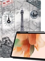 BTH BTH Samsung Galaxy Tab S7 FE Hoesje Met Uitsparing S Pen - Eiffeltoren