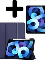 BTH BTH iPad Air 2020 (4e generatie) Hoesje Met Uitsparing S Pen Met Screenprotector - Donkerblauw