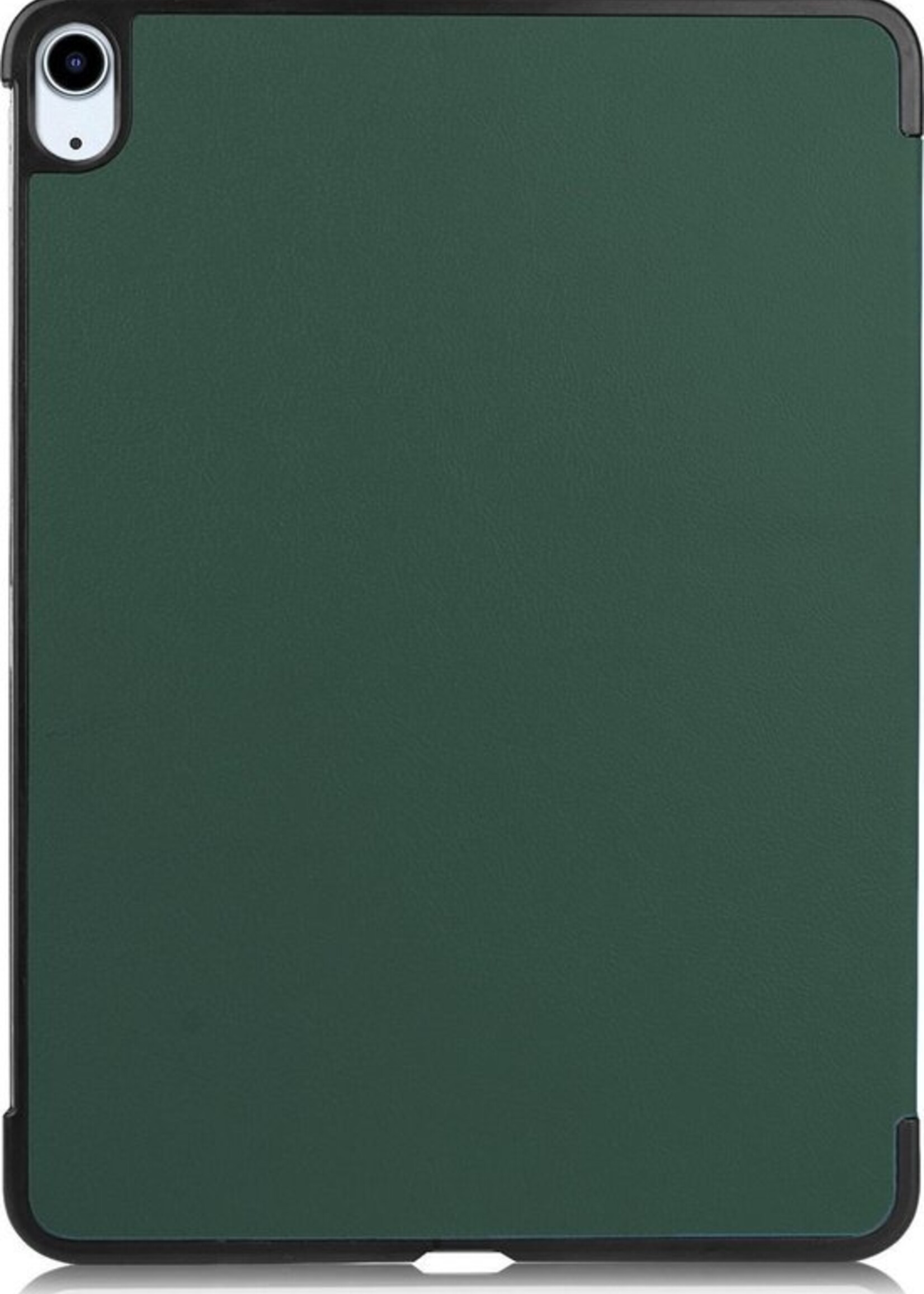 BTH Hoes Geschikt voor iPad Air 2020 Hoes Book Case Hoesje Trifold Cover Met Uitsparing Geschikt voor Apple Pencil Met Screenprotector - Hoesje Geschikt voor iPad Air 4 2020 Hoesje Bookcase - Donkergroen