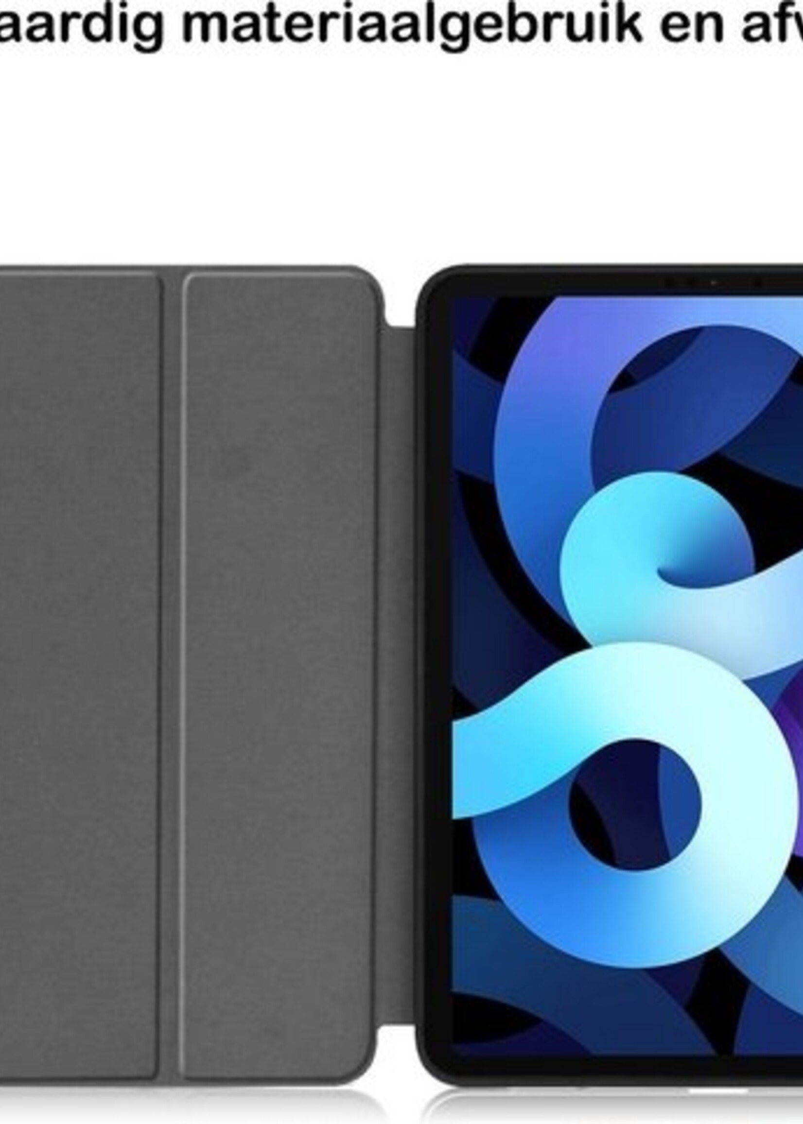 BTH Hoes Geschikt voor iPad Air 2020 Hoes Book Case Hoesje Trifold Cover Met Uitsparing Geschikt voor Apple Pencil Met Screenprotector - Hoesje Geschikt voor iPad Air 4 2020 Hoesje Bookcase - Donkergroen