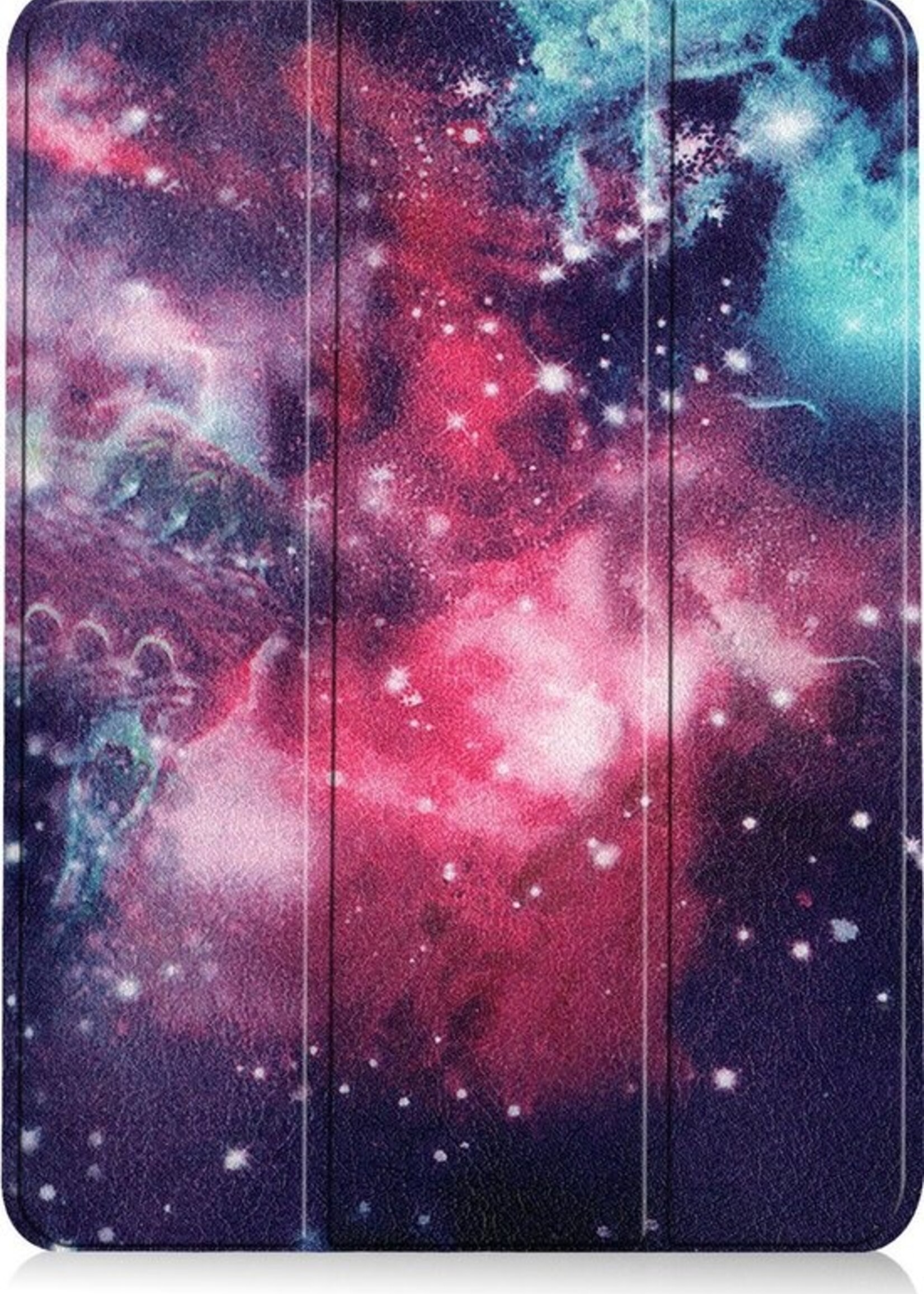 BTH Hoes Geschikt voor iPad Air 2020 Hoes Book Case Hoesje Trifold Cover Met Uitsparing Geschikt voor Apple Pencil Met Screenprotector - Hoesje Geschikt voor iPad Air 4 2020 Hoesje Bookcase - Galaxy