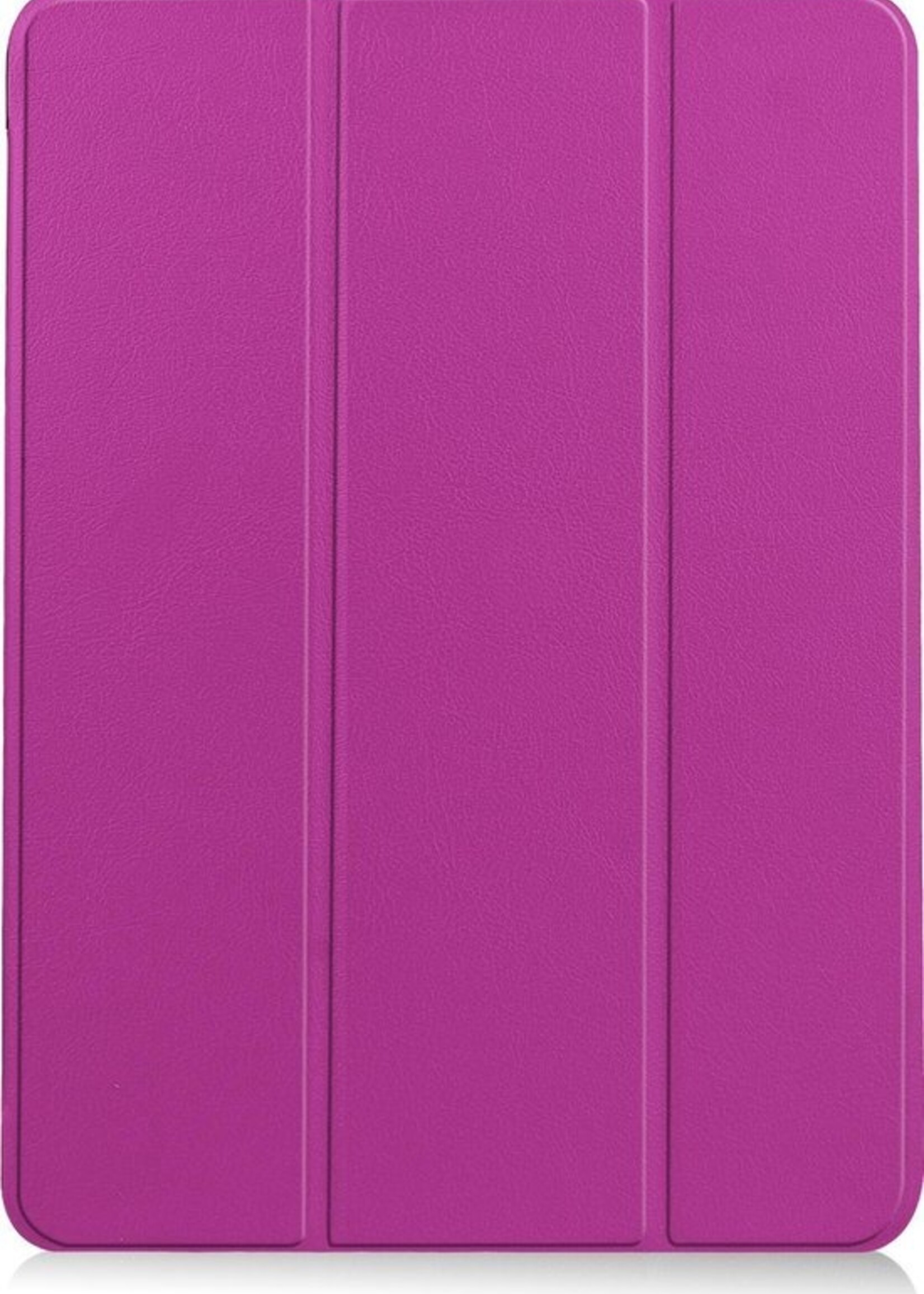 BTH Hoes Geschikt voor iPad Air 2020 Hoes Book Case Hoesje Trifold Cover Met Uitsparing Geschikt voor Apple Pencil Met Screenprotector - Hoesje Geschikt voor iPad Air 4 2020 Hoesje Bookcase - Paars