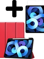 BTH BTH iPad Air 2020 (4e generatie) Hoesje Met Uitsparing S Pen Met Screenprotector - Rood
