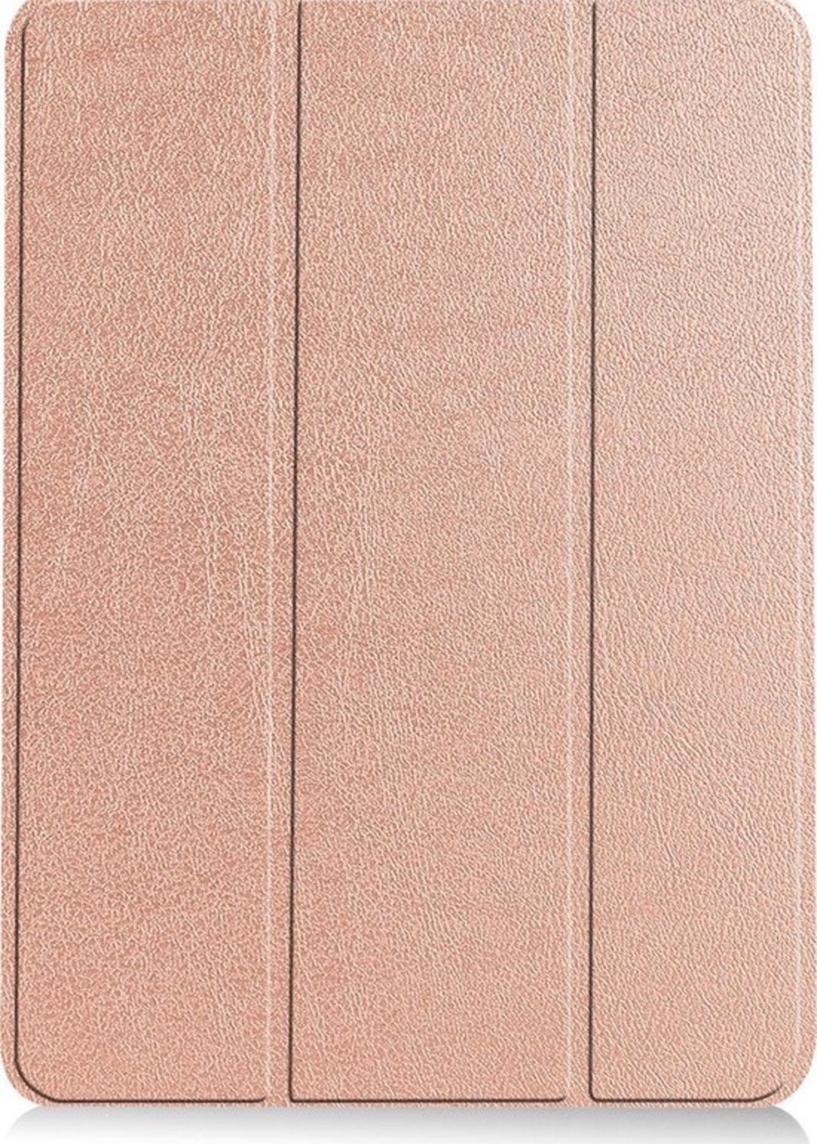 BTH Hoes Geschikt voor iPad Air 2020 Hoes Book Case Hoesje Trifold Cover Met Uitsparing Geschikt voor Apple Pencil Met Screenprotector - Hoesje Geschikt voor iPad Air 4 2020 Hoesje Bookcase - Rosé goud