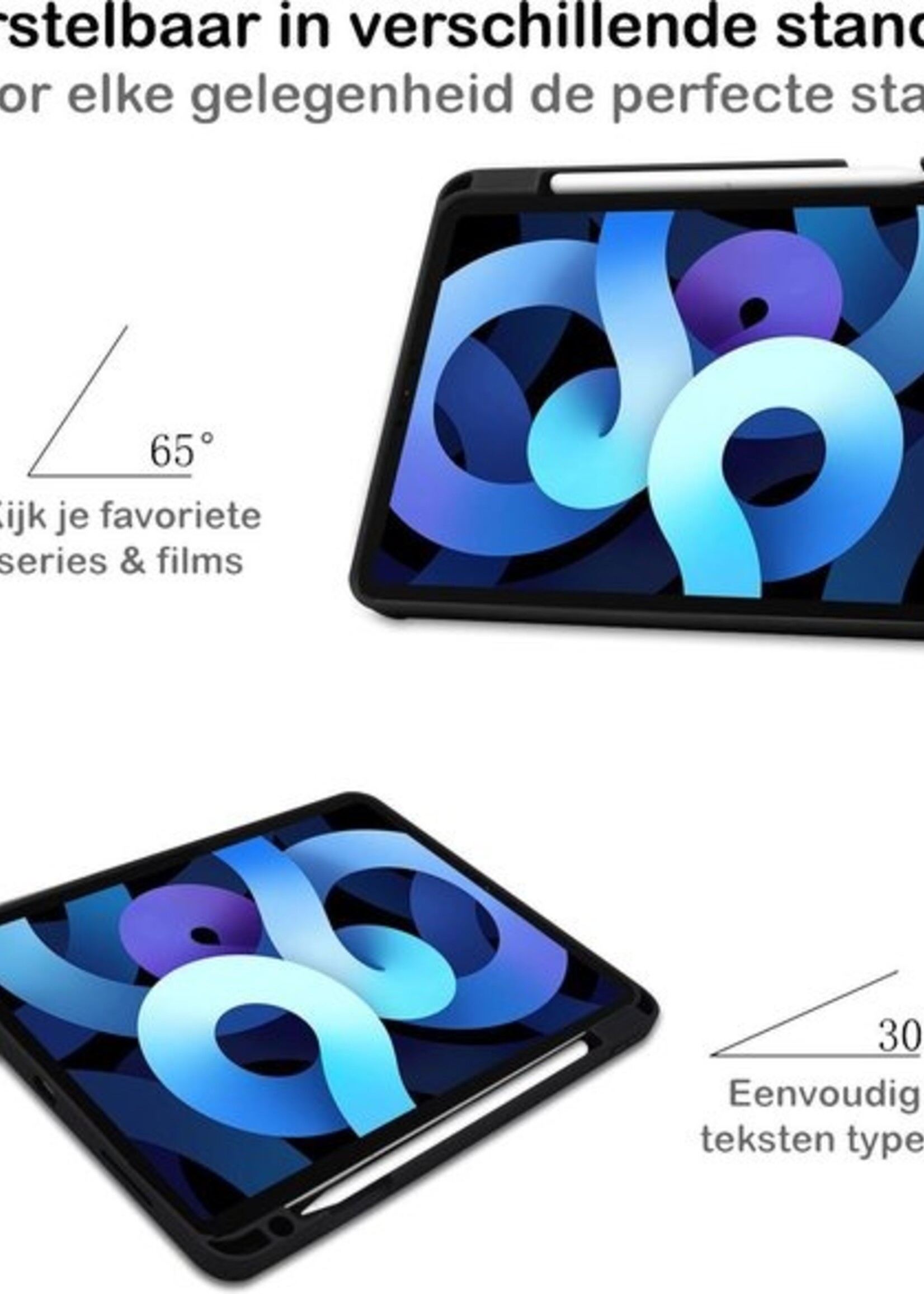 BTH Hoes Geschikt voor iPad Air 2020 Hoes Book Case Hoesje Trifold Cover Met Uitsparing Geschikt voor Apple Pencil Met Screenprotector - Hoesje Geschikt voor iPad Air 4 2020 Hoesje Bookcase - Don't Touch Me