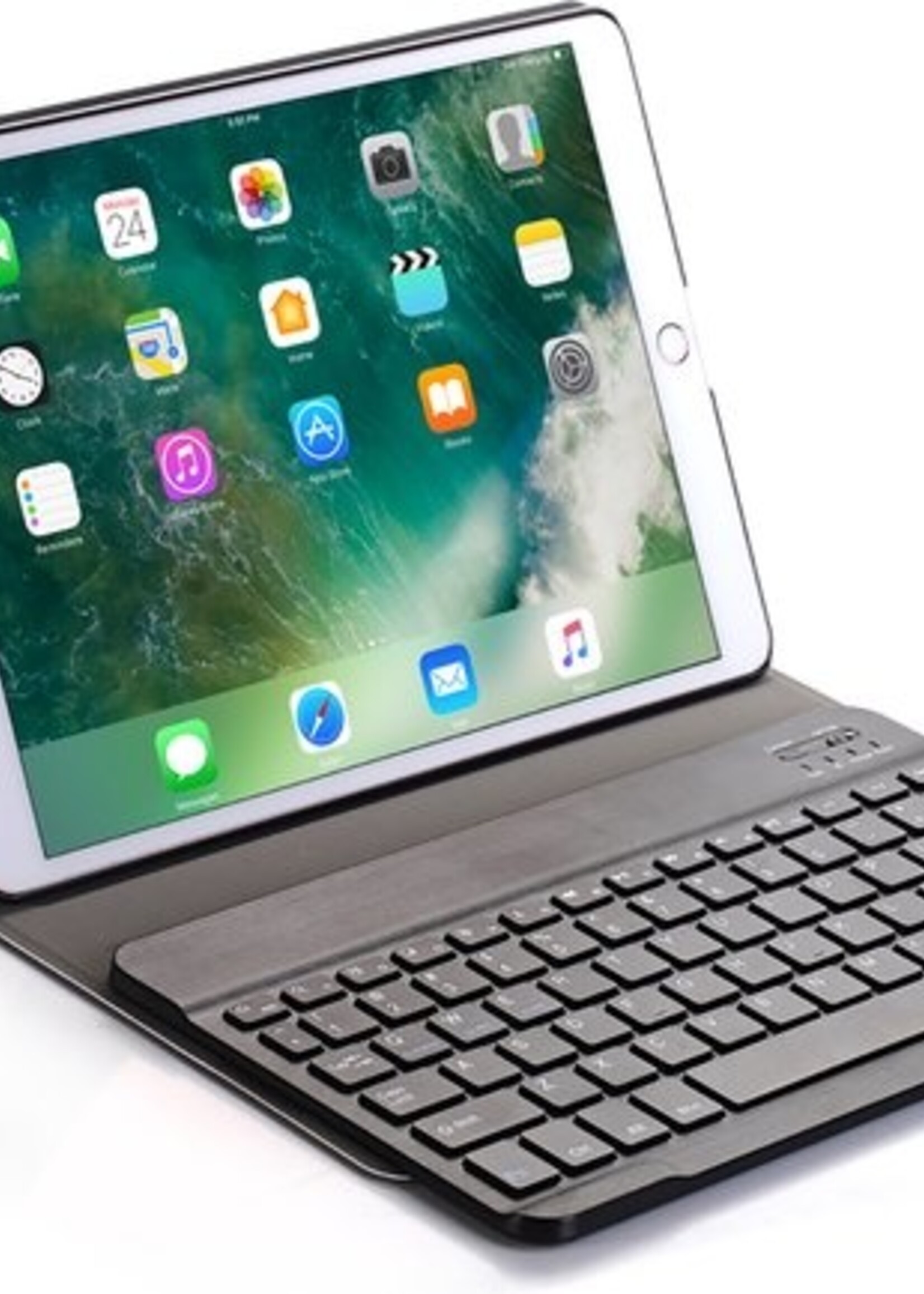 BTH iPad 10.2 2020 Hoesje Toetsenbord Hoes Luxe Keyboard Case Cover - Donkerblauw
