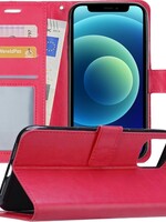 BTH BTH iPhone 12 Pro Hoesje Bookcase - Donkerroze