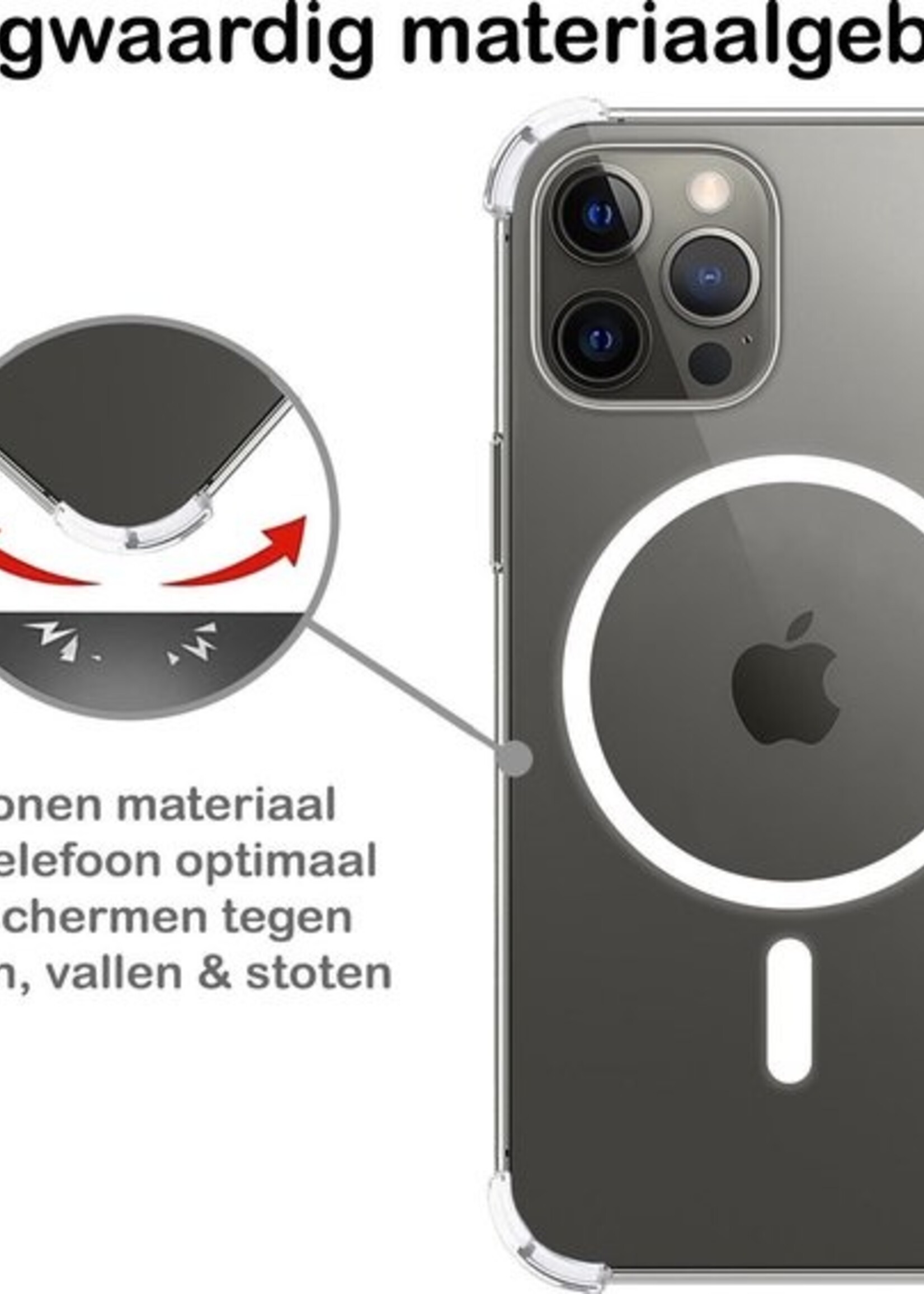 BTH Hoes Voor iPhone 12 Pro Max Hoesje Geschikt Voor Draadloos Opladen Shock Proof Hoes Siliconen Case Transparant - Hoes Voor iPhone 12 Pro Max Case Hoesje Cover