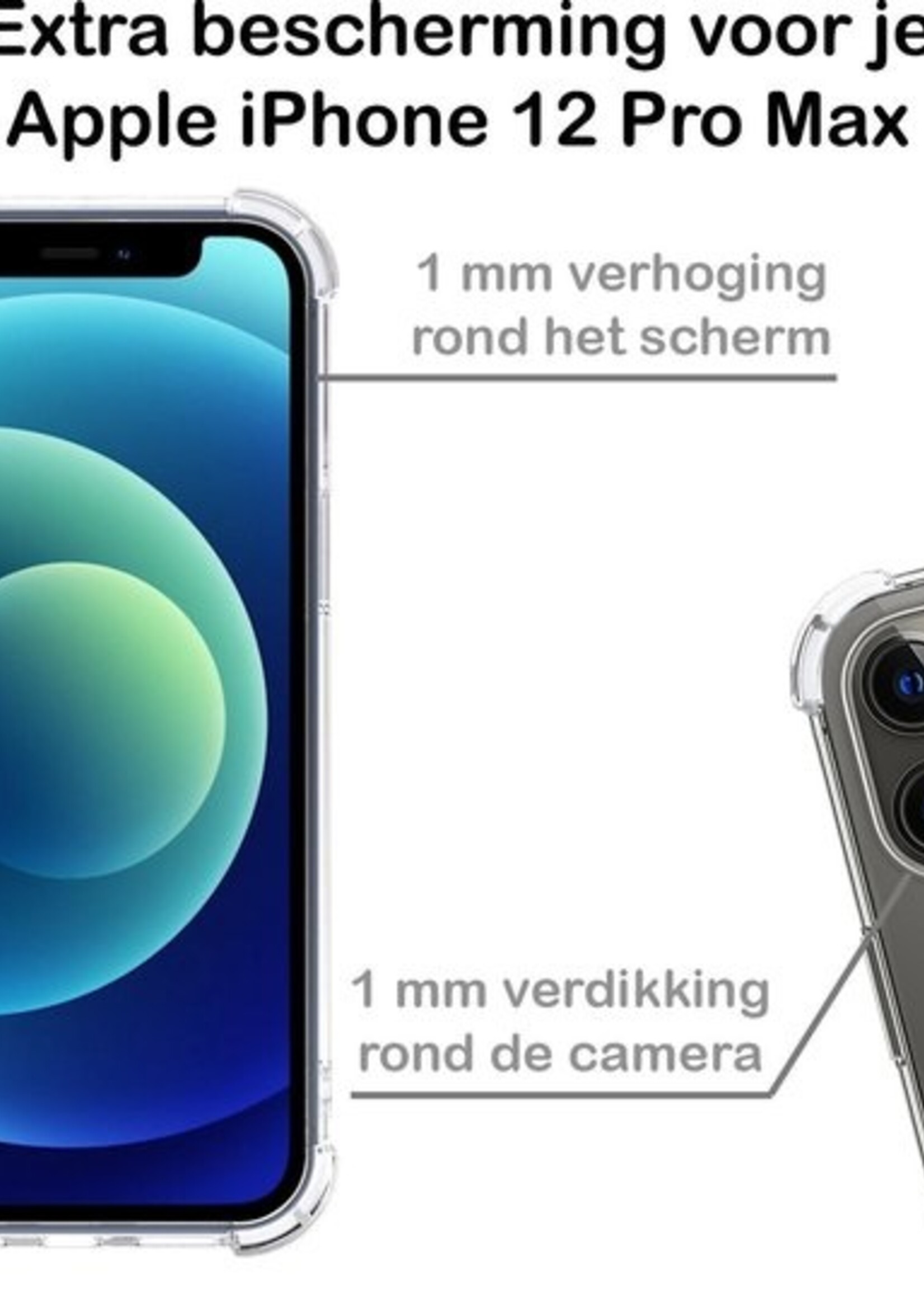 BTH Hoes Voor iPhone 12 Pro Max Hoesje Geschikt Voor Draadloos Opladen Shock Proof Hoes Siliconen Case Transparant - Hoes Voor iPhone 12 Pro Max Case Hoesje Cover