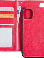 BTH BTH iPhone 12 Pro 2-in-1 hoesje bookcase afneembaar - Donkerroze