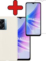 BTH BTH OPPO A77 Hoesje Siliconen Met Screenprotector - Wit