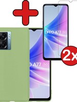 BTH BTH OPPO A77 Hoesje Siliconen Met 2x Screenprotector - Groen