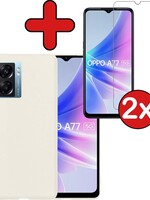 BTH BTH OPPO A77 Hoesje Siliconen Met 2x Screenprotector - Wit
