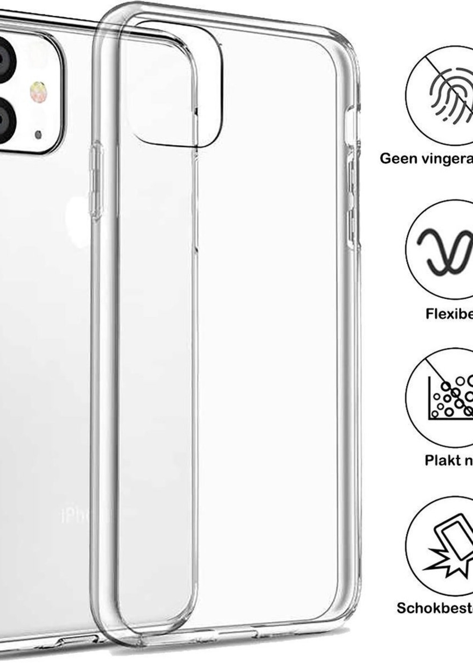 BTH Hoesje Geschikt voor iPhone 11 Hoesje Siliconen Case Hoes - Hoes Geschikt voor iPhone 11 Hoes Cover Case - Transparant