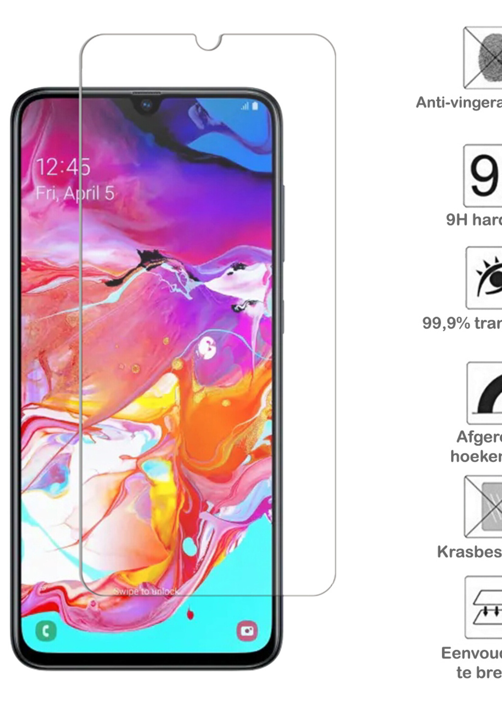 BTH Screenprotector Geschikt voor Samsung A70 Screenprotector Glas Gehard Tempered Glass Full Cover - Screenprotector Geschikt voor Samsung Galaxy A70 Screen Protector Screen Cover