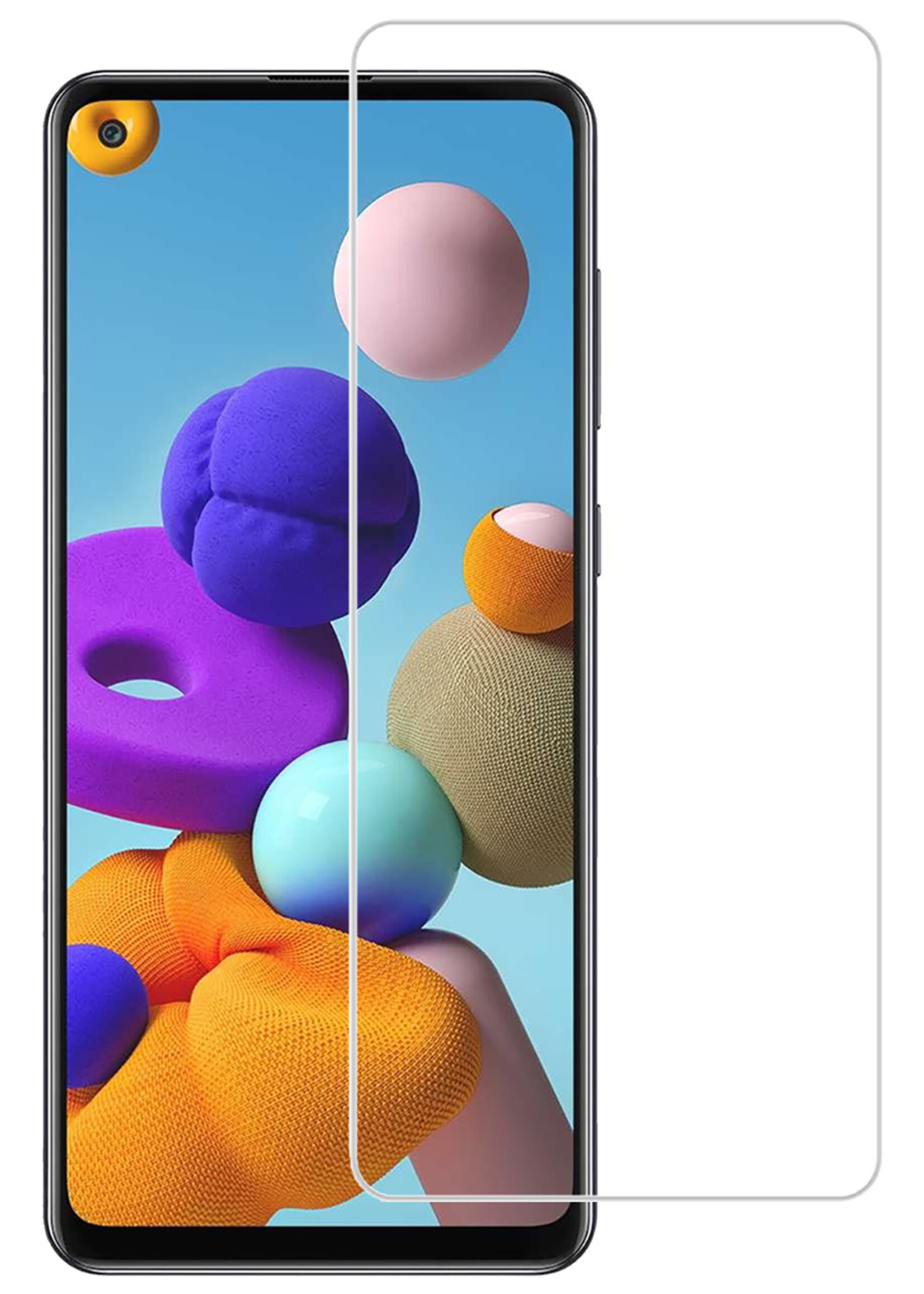 BTH Screenprotector Geschikt voor Samsung A21s Screenprotector Glas Gehard Tempered Glass Full Cover - Screenprotector Geschikt voor Samsung Galaxy A21s Screen Protector Screen Cover