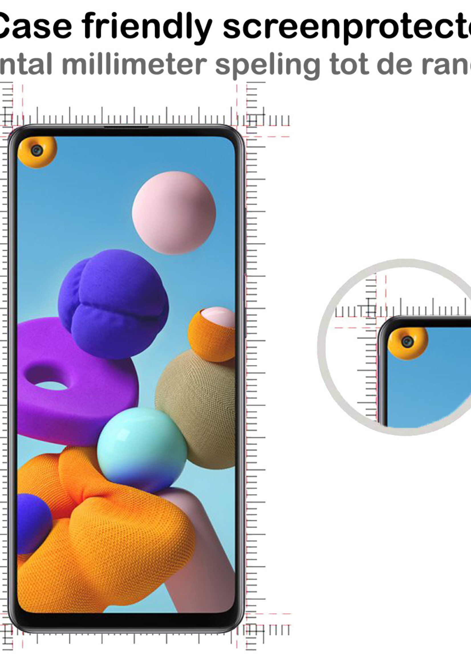 BTH Screenprotector Geschikt voor Samsung A21s Screenprotector Glas Gehard Tempered Glass Full Cover - Screenprotector Geschikt voor Samsung Galaxy A21s Screen Protector Screen Cover