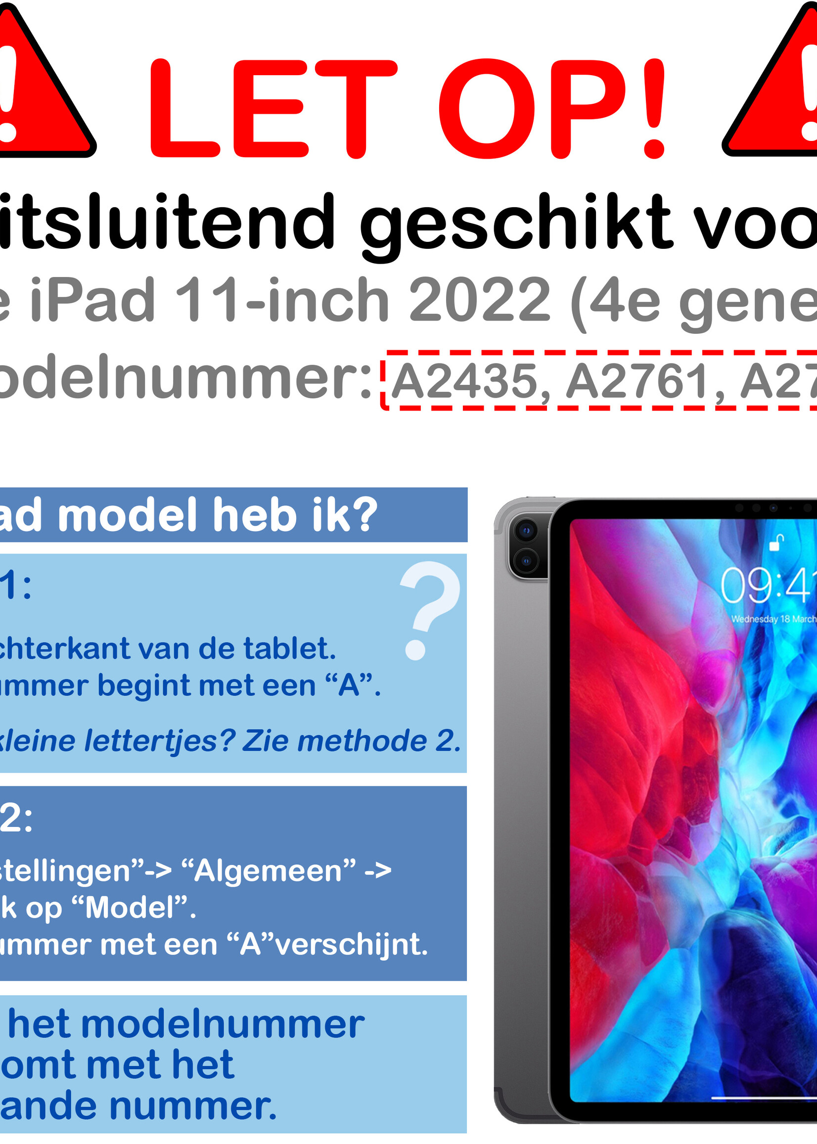 BTH BTH iPad Pro 11 inch (2022) Kinderhoes - Zwart