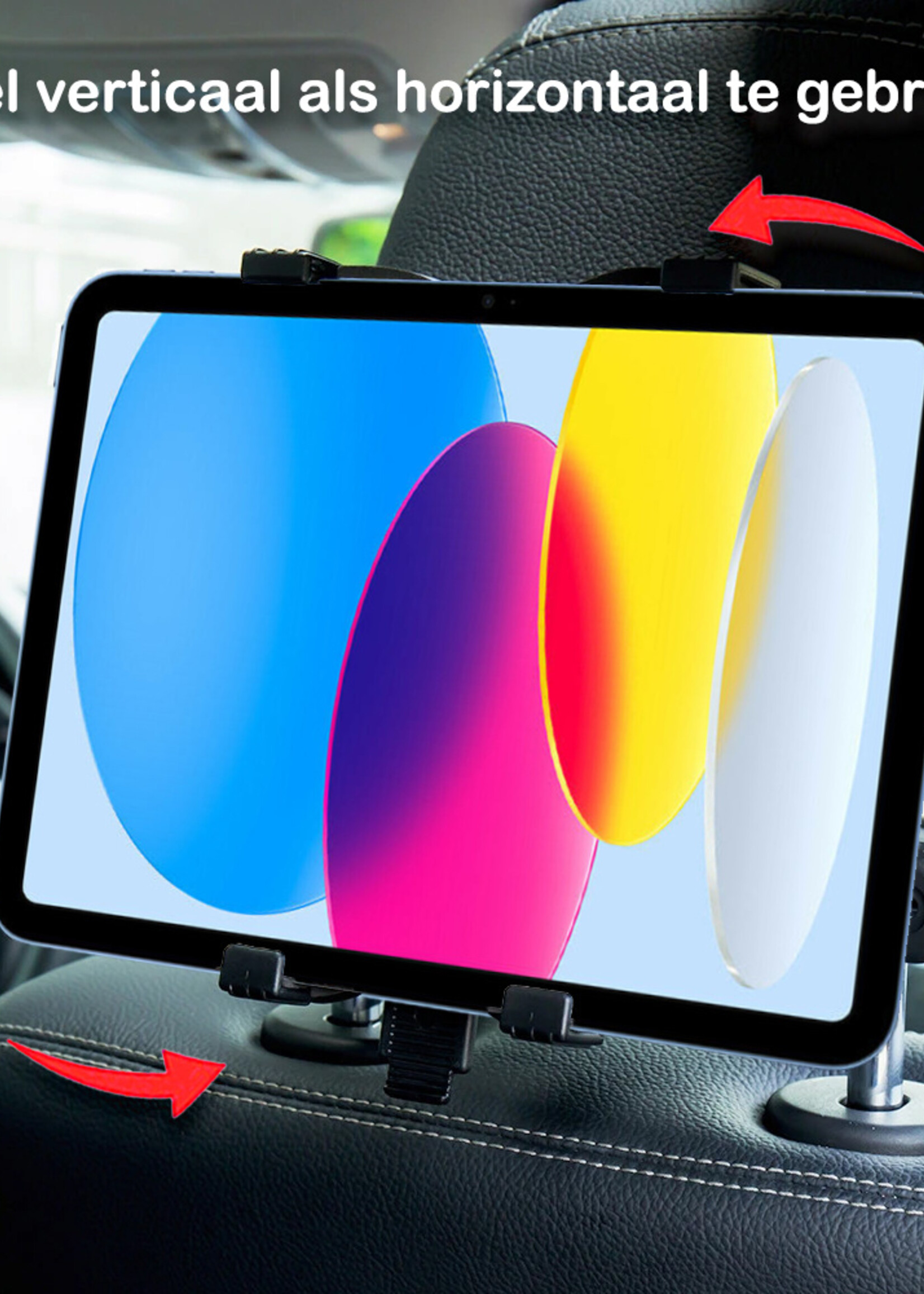 BTH Universele Tablethouder Auto - Autohouder Tablet Verstelbaar Tablet Houder Auto Hoofdsteun - Zwart
