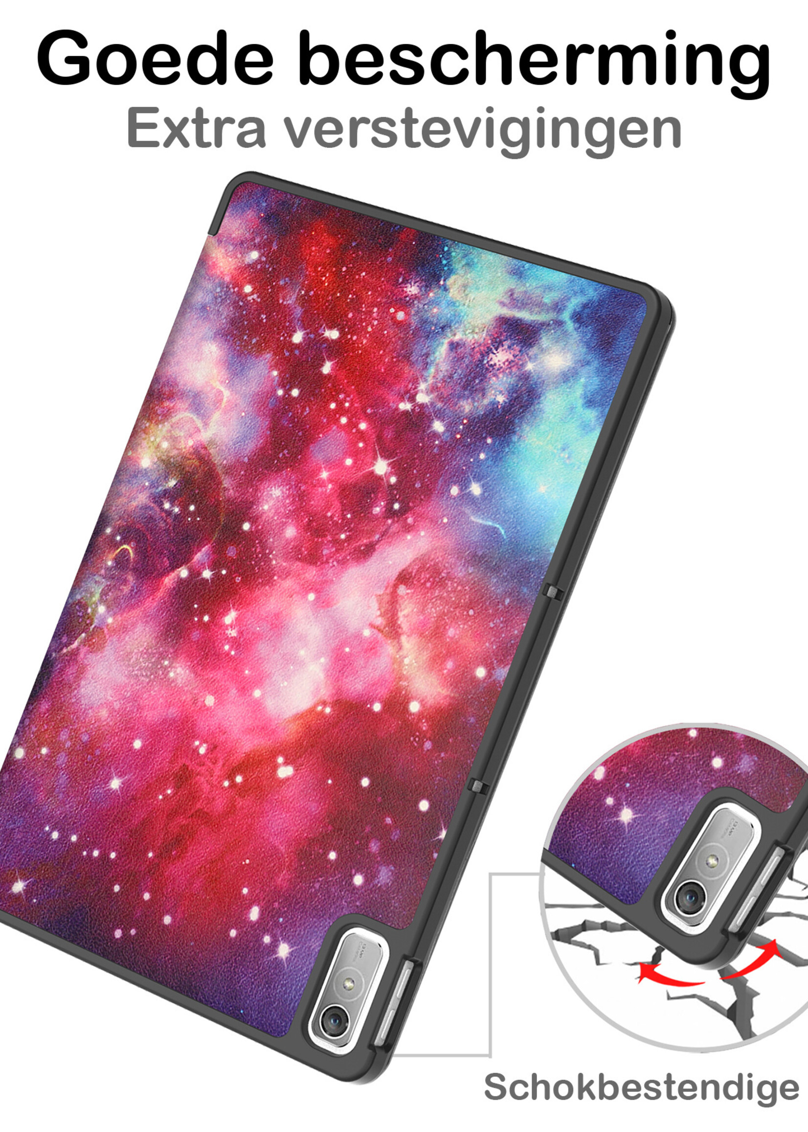 BTH Hoes Geschikt voor Lenovo Tab P11 (2e Gen) Hoes Book Case Hoesje Trifold Cover Met Screenprotector - Hoesje Geschikt voor Lenovo Tab P11 (2nd Gen) Hoesje Bookcase - Galaxy