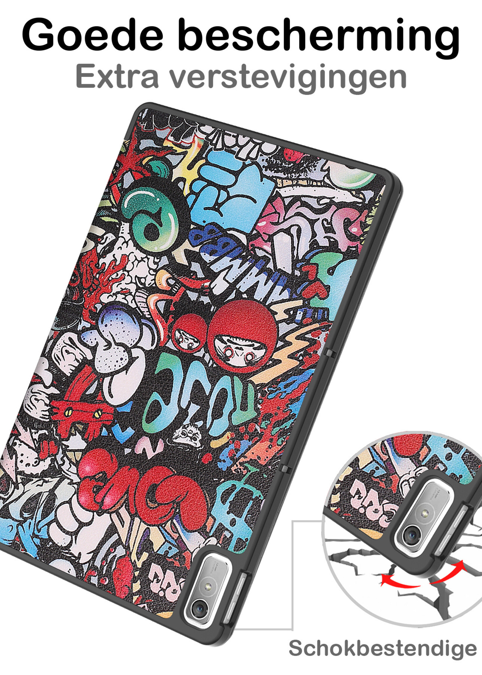 BTH Hoes Geschikt voor Lenovo Tab P11 (2e Gen) Hoes Book Case Hoesje Trifold Cover Met Screenprotector - Hoesje Geschikt voor Lenovo Tab P11 (2nd Gen) Hoesje Bookcase - Graffity