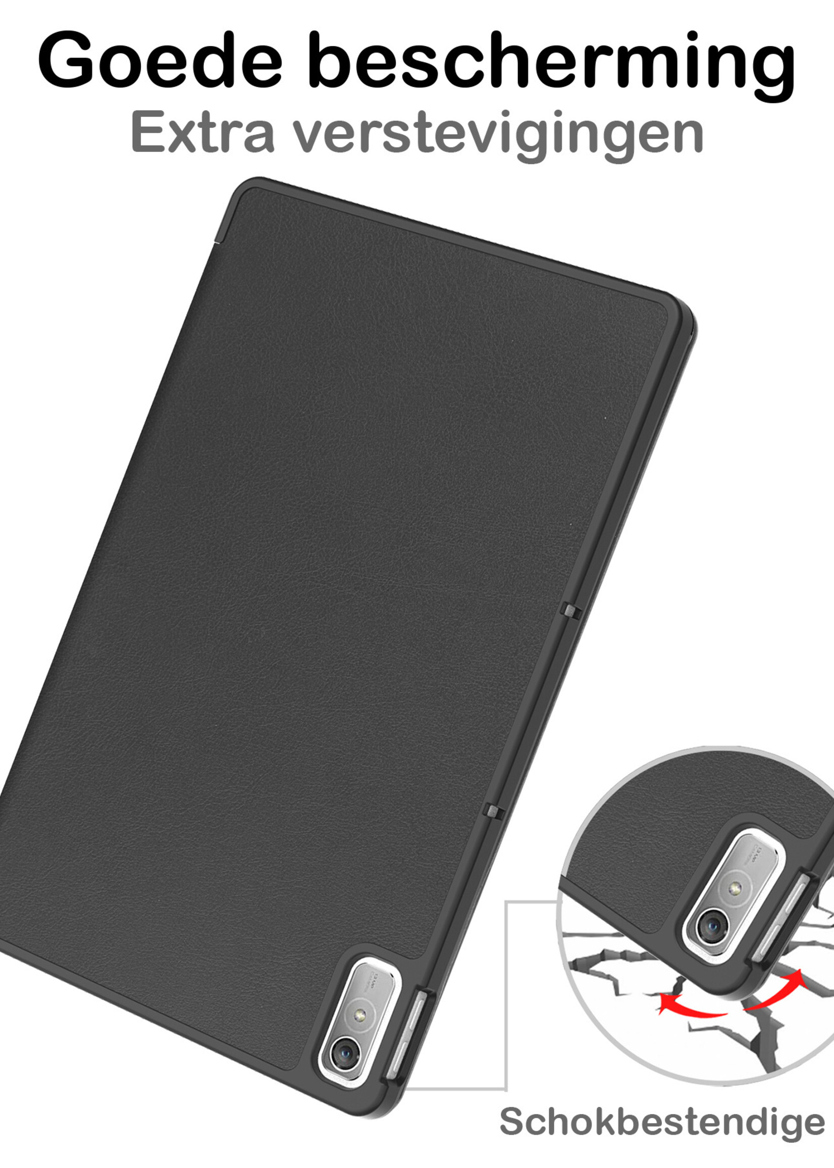 BTH Hoes Geschikt voor Lenovo Tab P11 (2e Gen) Hoes Book Case Hoesje Trifold Cover Met Screenprotector - Hoesje Geschikt voor Lenovo Tab P11 (2nd Gen) Hoesje Bookcase - Zwart