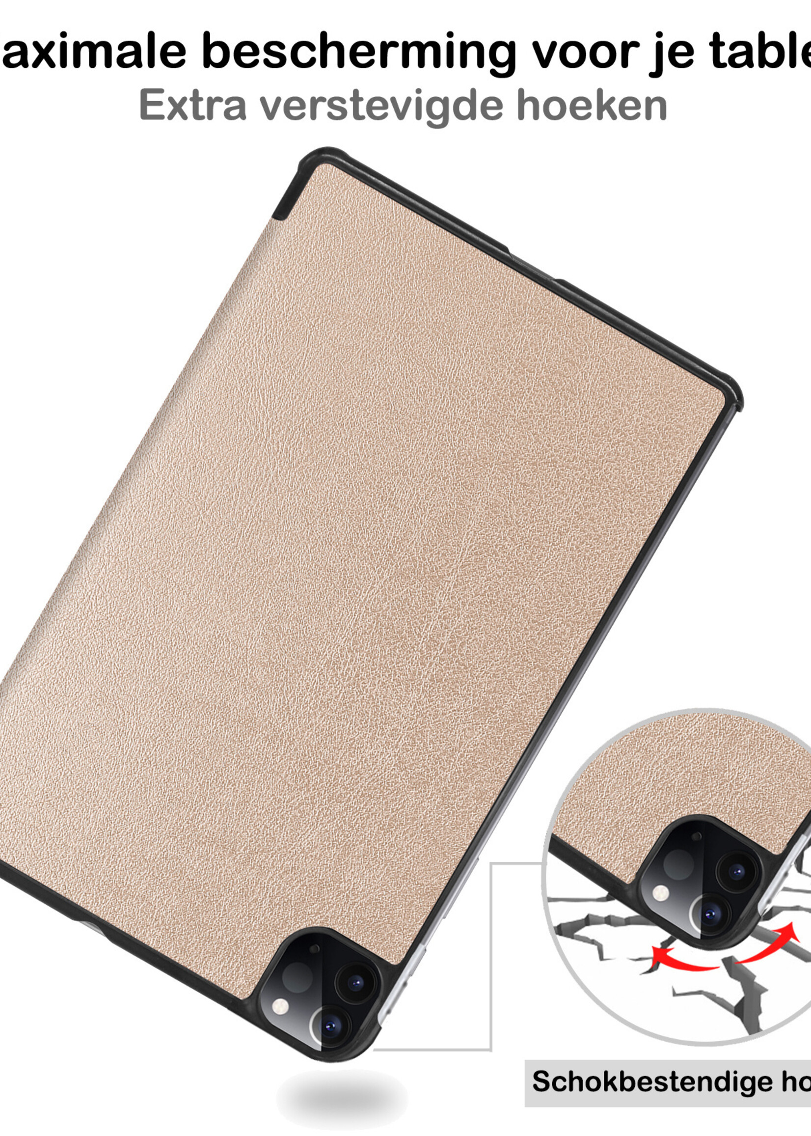 BTH BTH iPad Pro 11 inch (2022) Hoesje Met Screenprotector - Goud