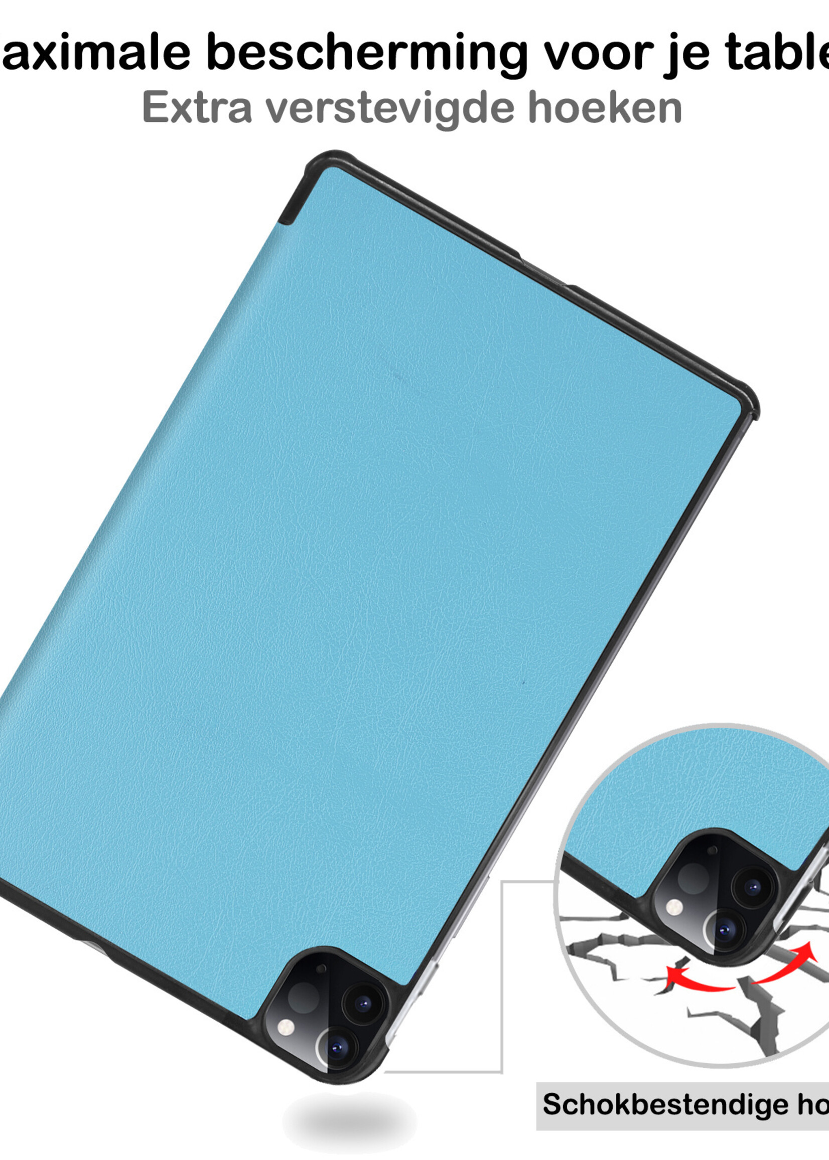 BTH BTH iPad Pro 11 inch (2022) Hoesje Met Screenprotector - Lichtblauw