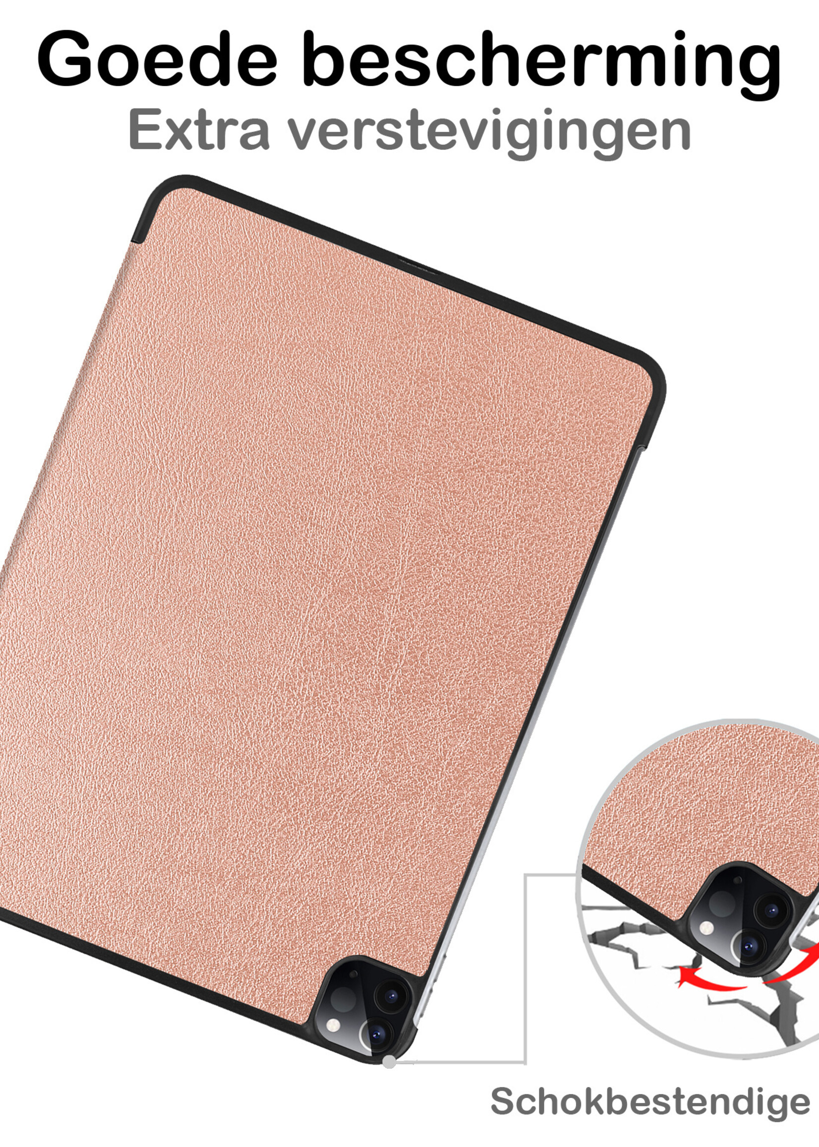 BTH BTH iPad Pro 11 inch (2022) Hoesje Met Screenprotector - Rose Goud