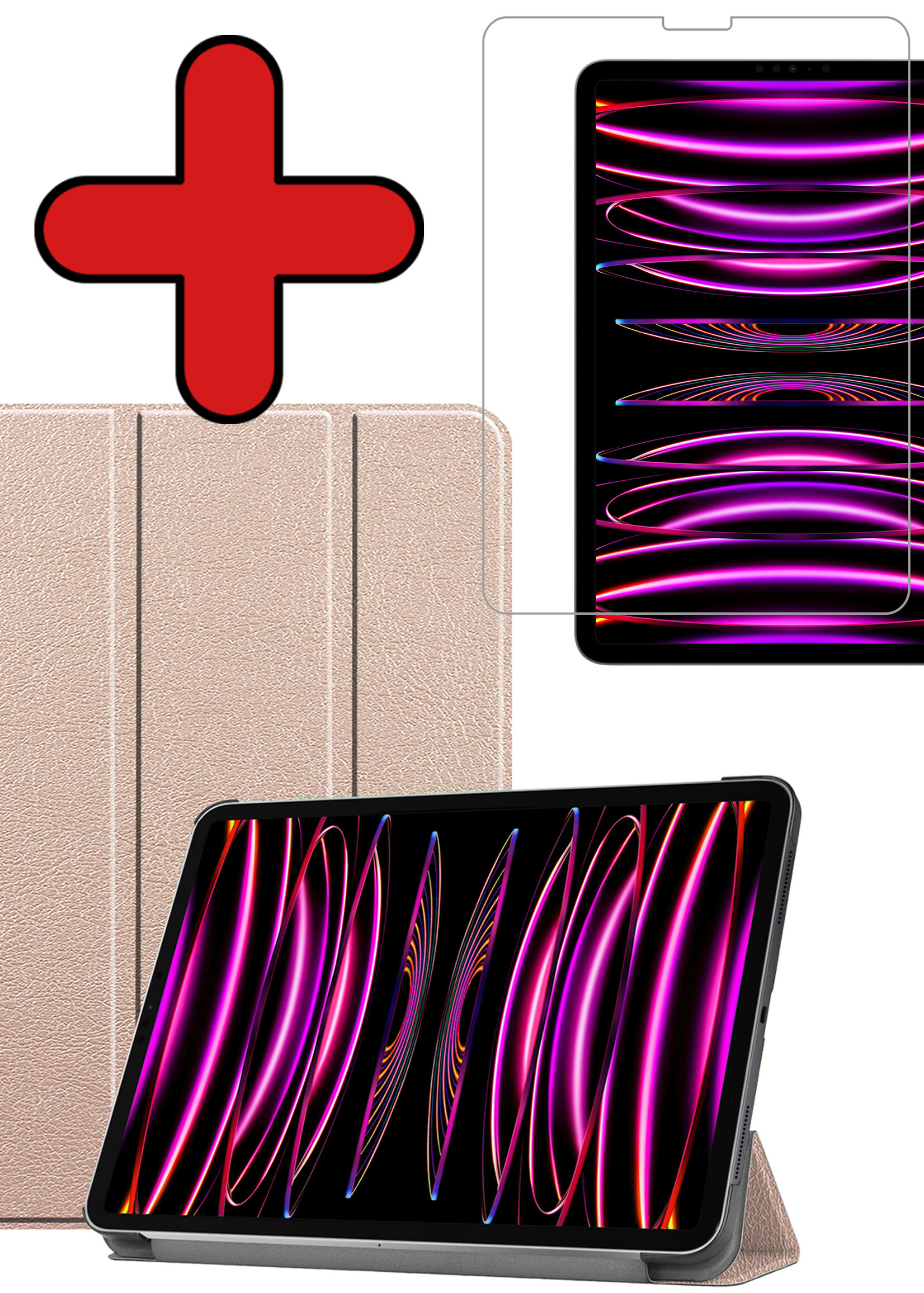 BTH BTH iPad Pro 11 inch (2022) Hoesje Met Screenprotector - Goud
