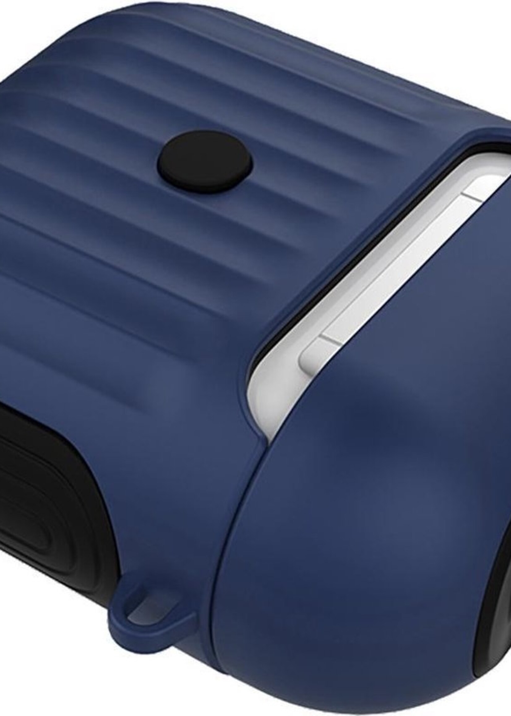 BTH Case Geschikt voor AirPods 2 Hoesje Hoes Hard Cover Ribbels - Hoesje Geschikt voor Apple Airpods 2 Case Met Ribbels - Donkerblauw - 2 PACK