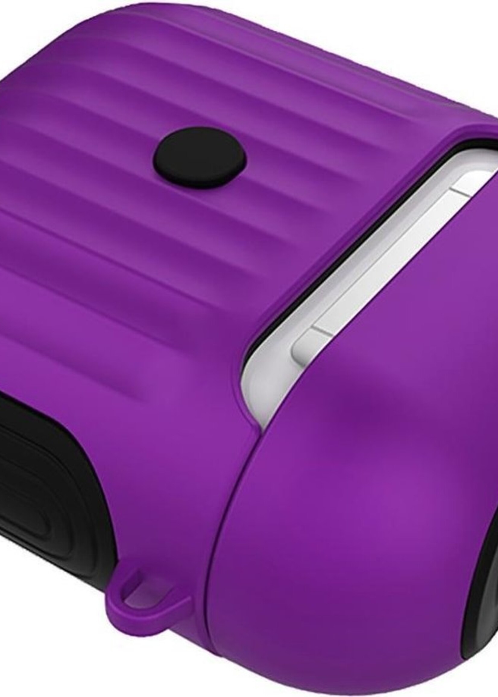 BTH Case Geschikt voor AirPods Hoesje Hoes Hard Cover Ribbels - Hoesje Geschikt voor Apple Airpods 1/2 Case Met Ribbels - Paars - 2 PACK