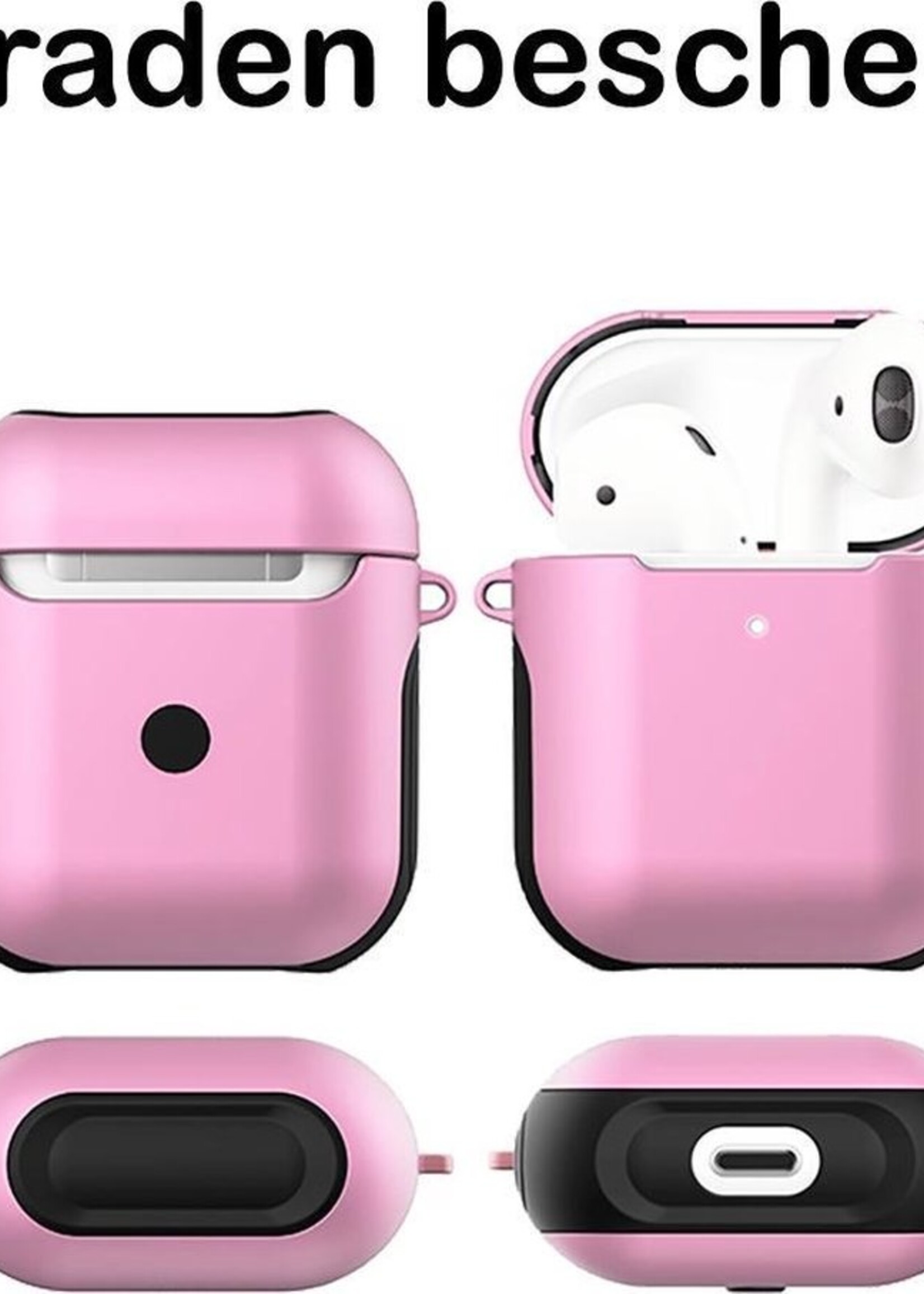 BTH Case Geschikt voor AirPods Hoesje Hoes Hard Cover - Hoesje Geschikt voor Apple Airpods 1/2 Case - Lichtroze