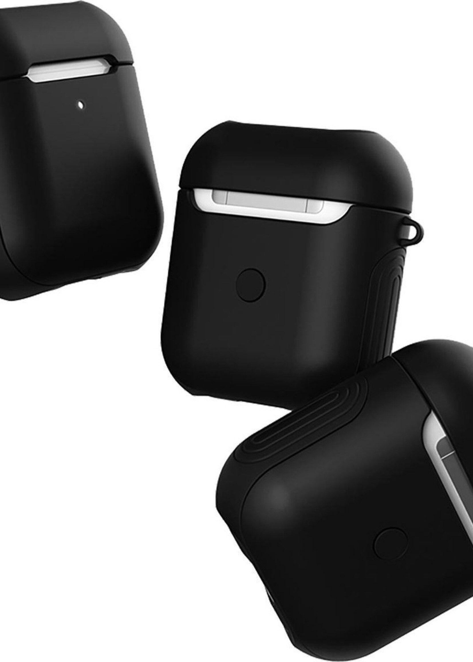BTH Case Geschikt voor AirPods 2 Hoesje Hoes Hard Cover Ribbels - Hoesje Geschikt voor Apple Airpods 2 Case Met Ribbels - Zwart - 2 PACK