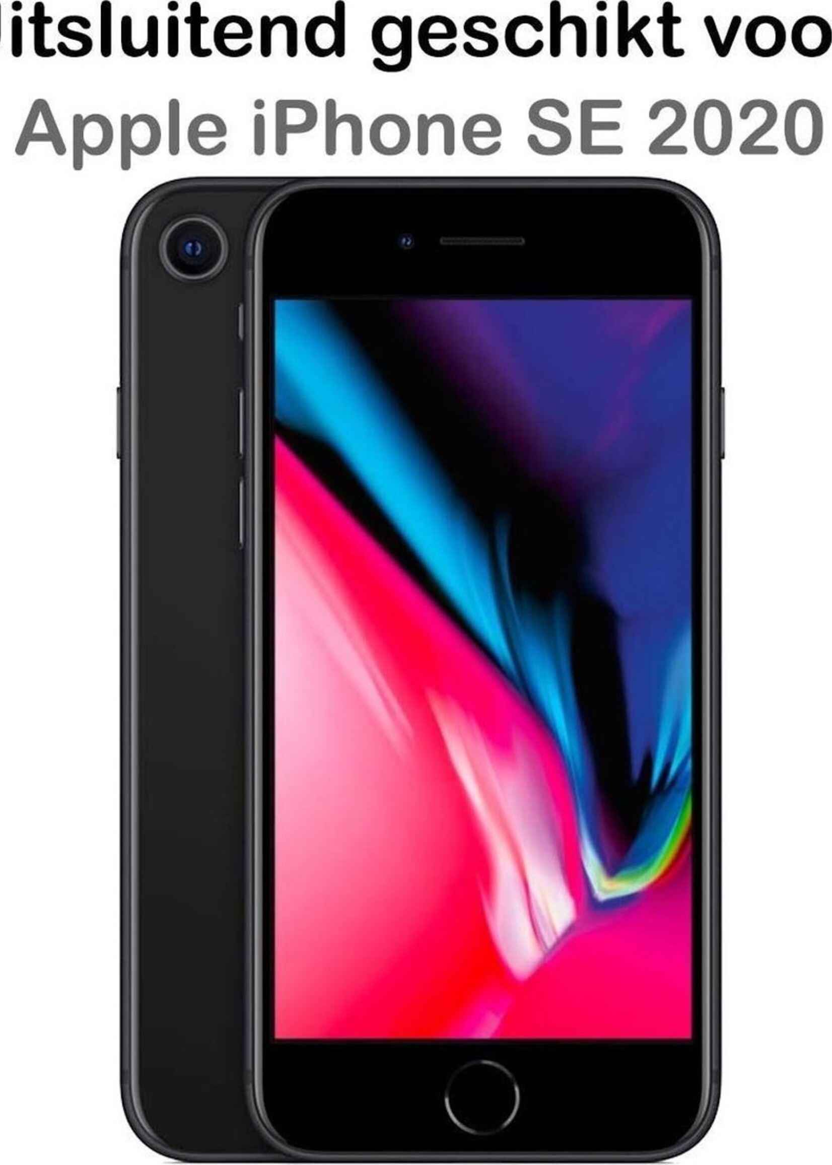 BTH Hoesje Geschikt voor iPhone SE 2020 Hoesje Met Pasjeshouder Siliconen Case Met Kaarthouder Met 2x Screenprotector - Hoes Geschikt voor iPhone SE (2020) Hoesje Shock Proof Case - Transparant