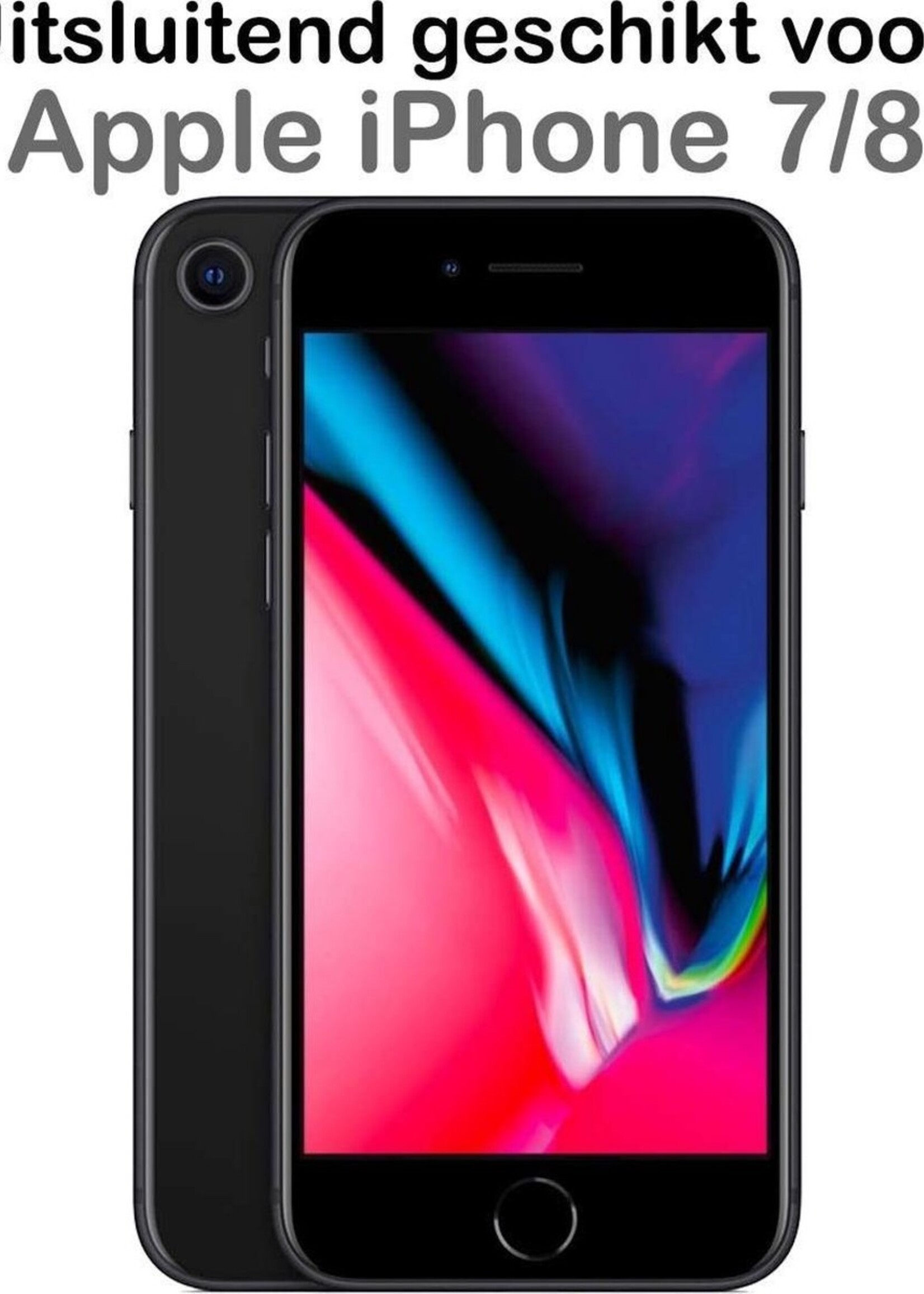 BTH Hoesje Geschikt voor iPhone 7/8 Hoesje Met Pasjeshouder Siliconen Case Met Kaarthouder Met Screenprotector - Hoes Geschikt voor iPhone 7/8 Hoesje Shock Proof Case - Transparant