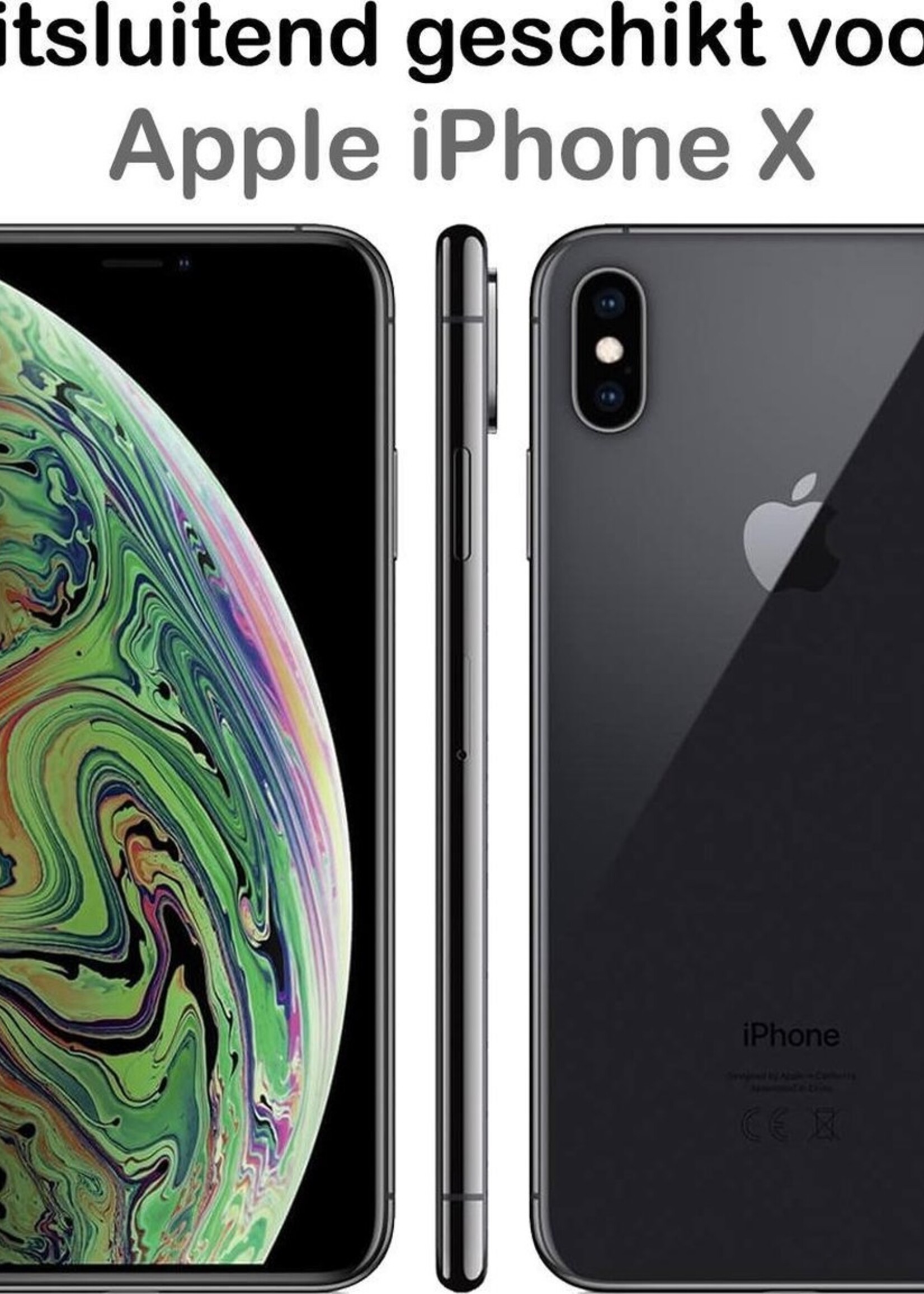 BTH Hoesje Geschikt voor iPhone X Hoesje Met Pasjeshouder Siliconen Case Met Kaarthouder - Hoes Geschikt voor iPhone X Hoesje Shock Proof Case - Transparant