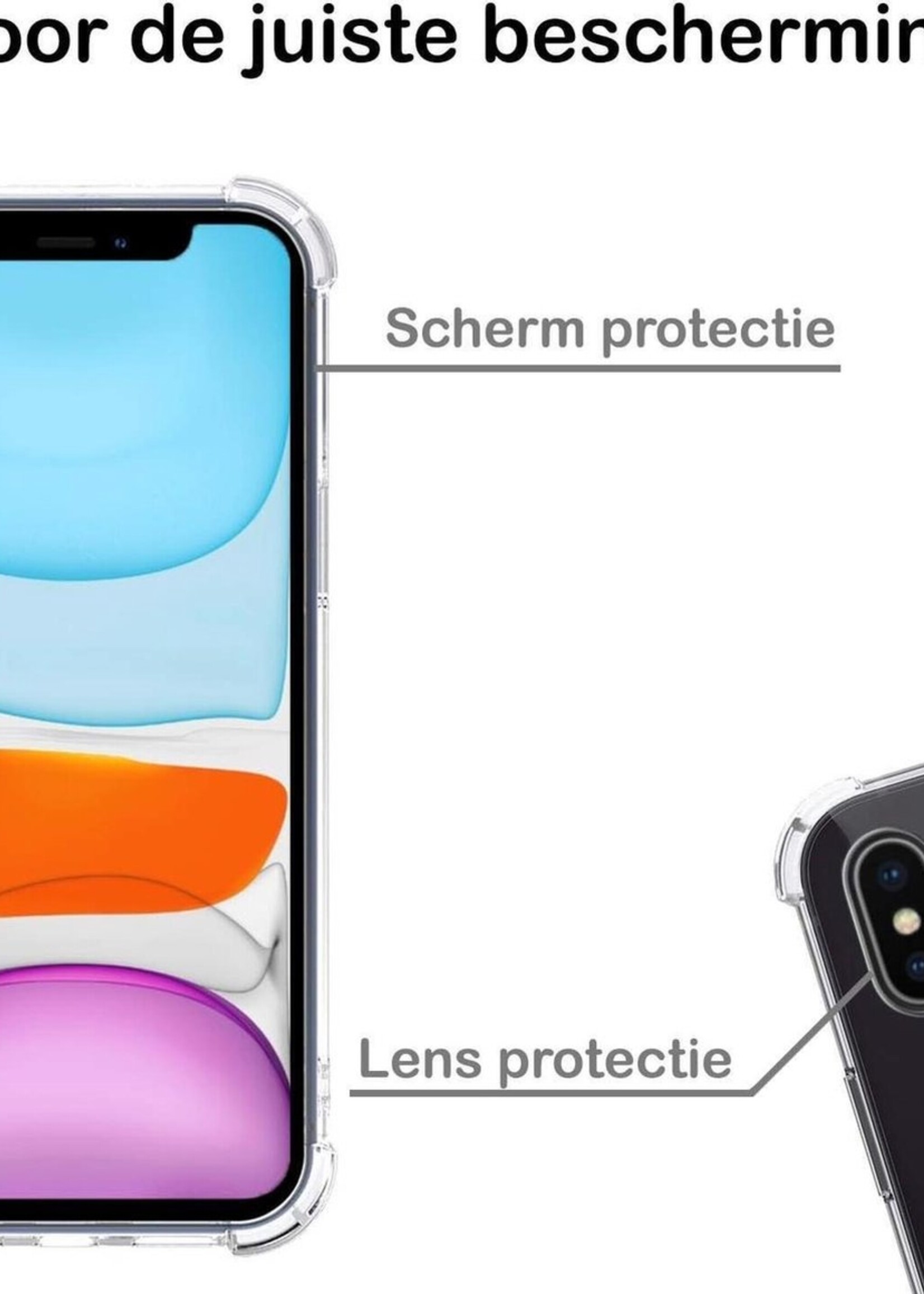 BTH Hoesje Geschikt voor iPhone X Hoesje Met Pasjeshouder Siliconen Case Met Kaarthouder Met 2x Screenprotector - Hoes Geschikt voor iPhone X Hoesje Shock Proof Case - Transparant