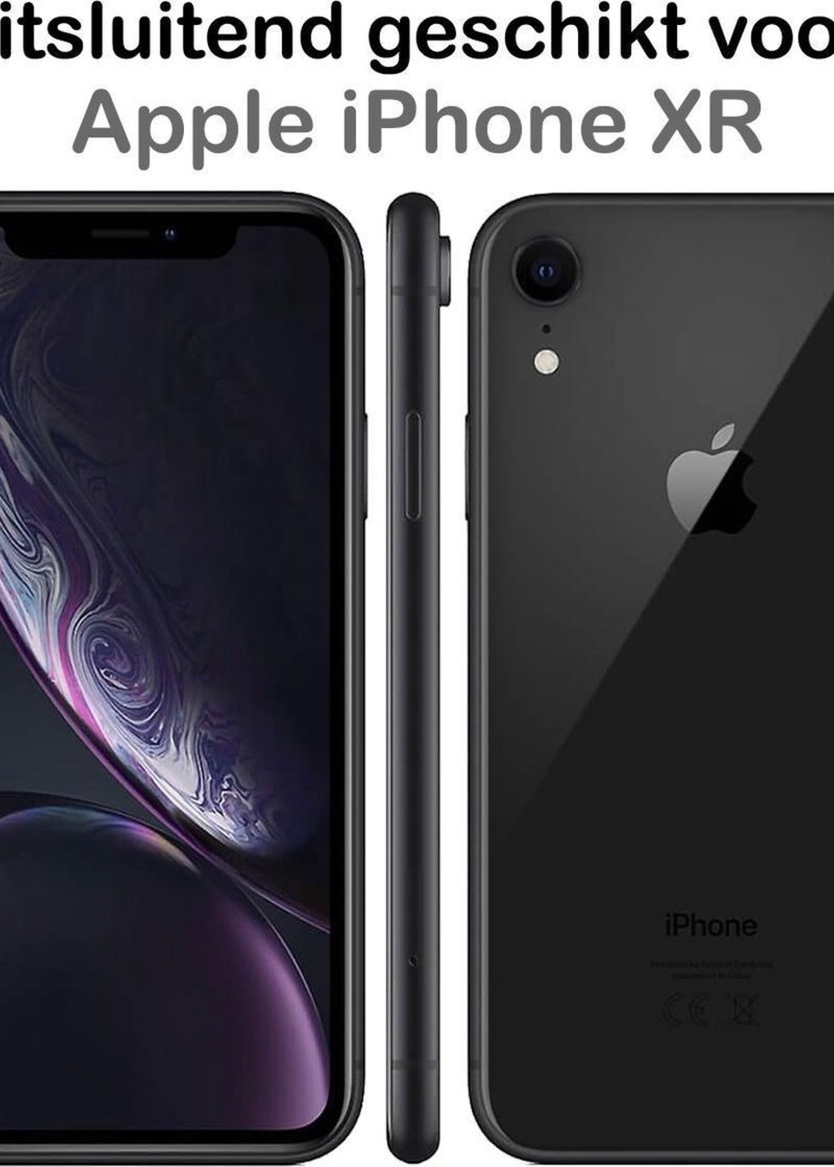 BTH Hoesje Geschikt voor iPhone XR Hoesje Met Pasjeshouder Siliconen Case Met Kaarthouder Met Screenprotector - Hoes Geschikt voor iPhone XR Hoesje Shock Proof Case - Transparant