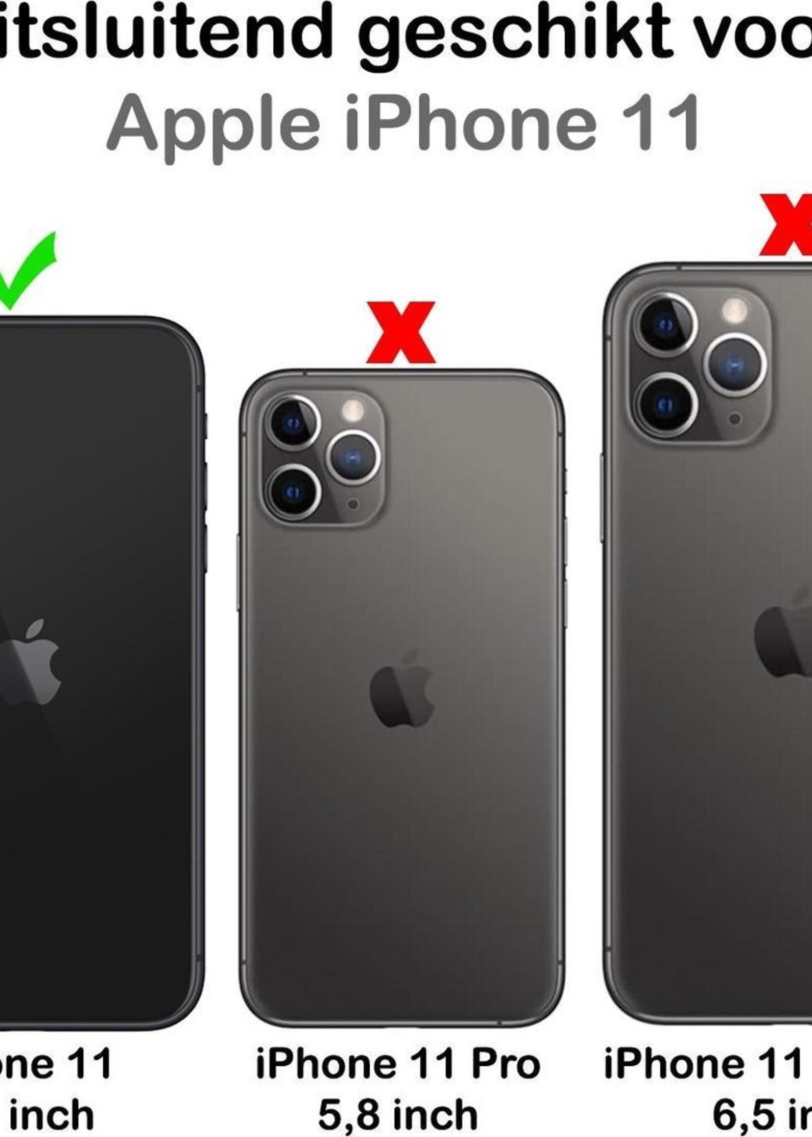 BTH Hoesje Geschikt voor iPhone 11 Hoesje Met Pasjeshouder Siliconen Case Met Kaarthouder - Hoes Geschikt voor iPhone 11 Hoesje Shock Proof Case - Transparant