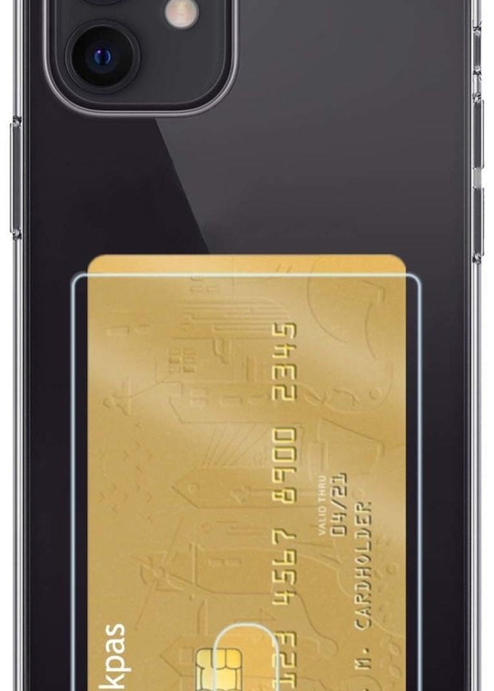 BTH Hoesje Geschikt voor iPhone 11 Hoesje Met Pasjeshouder Siliconen Case Met Kaarthouder - Hoes Geschikt voor iPhone 11 Hoesje Shock Proof Case - Transparant