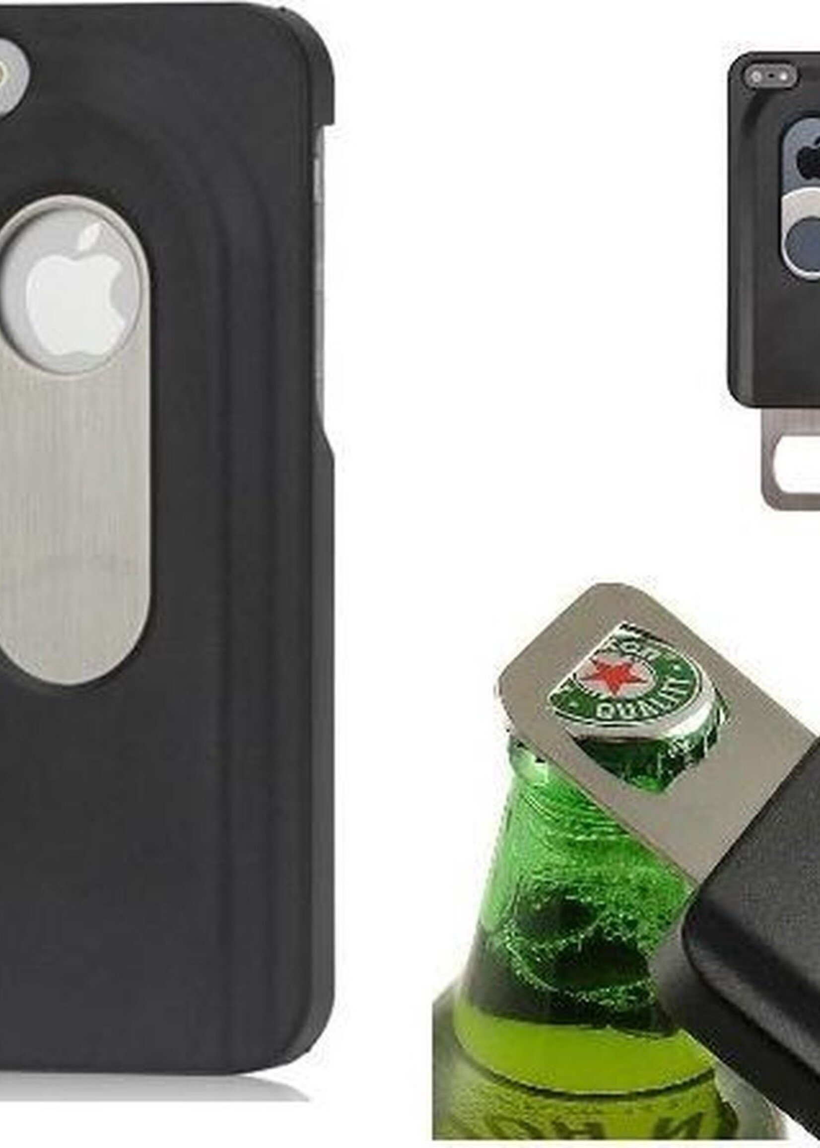 BTH Geschikt voor iPhone 4/4s Hoesje Bier Fles Opener Case Bieropener Cover - Zwart