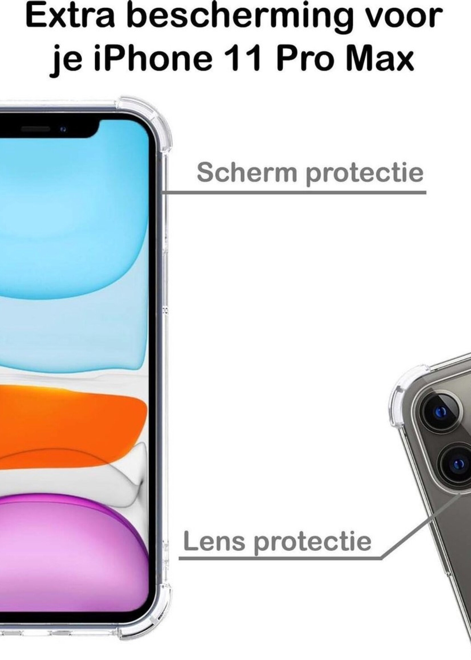 BTH Hoesje Geschikt voor iPhone 11 Pro Hoesje Met Pasjeshouder Siliconen Case Met Kaarthouder - Hoes Geschikt voor iPhone 11 Pro Hoesje Shock Proof Case - Transparant - 2 PACK