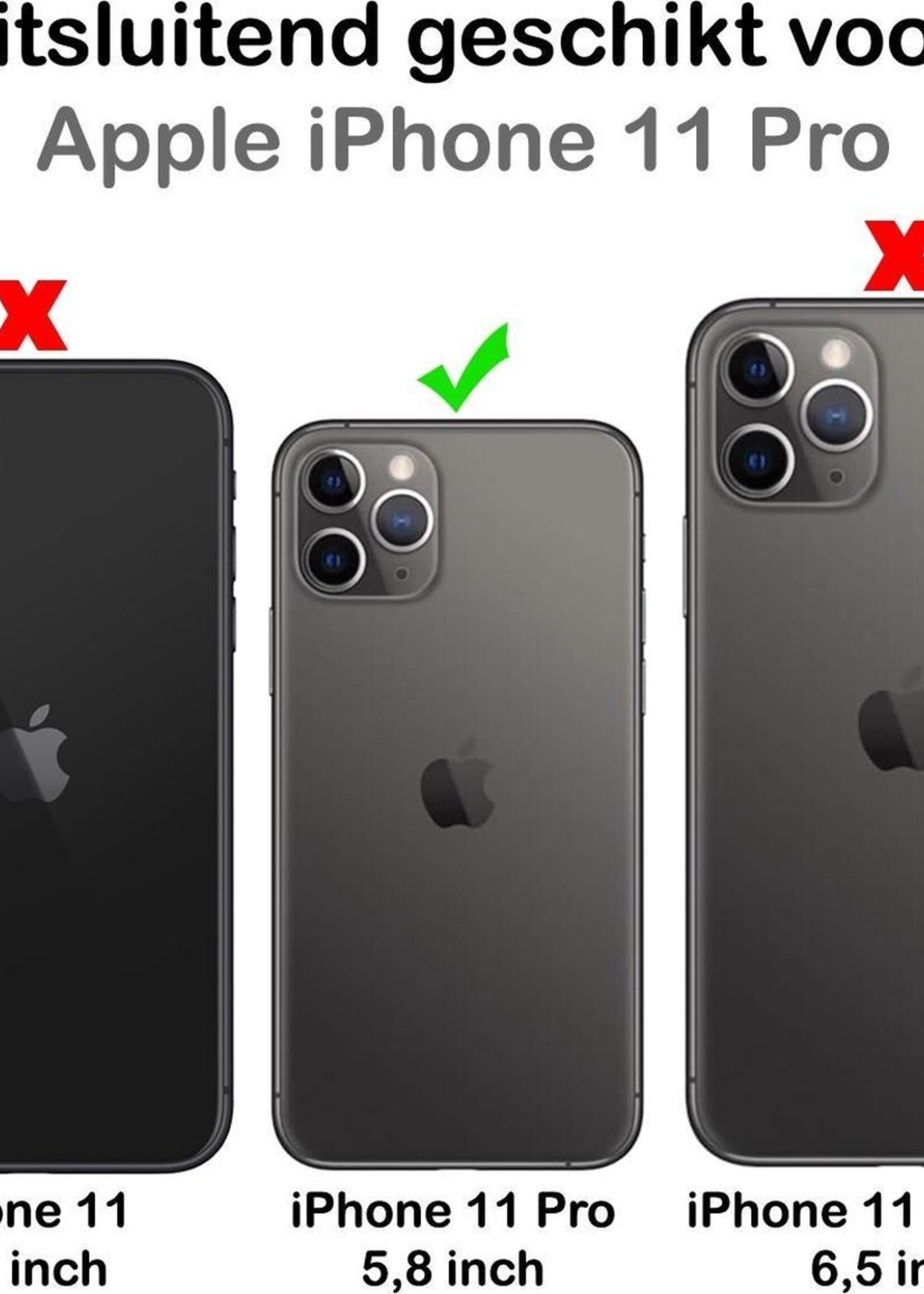 BTH Hoesje Geschikt voor iPhone 11 Pro Hoesje Met Pasjeshouder Siliconen Case Met Kaarthouder - Hoes Geschikt voor iPhone 11 Pro Hoesje Shock Proof Case - Transparant - 2 PACK
