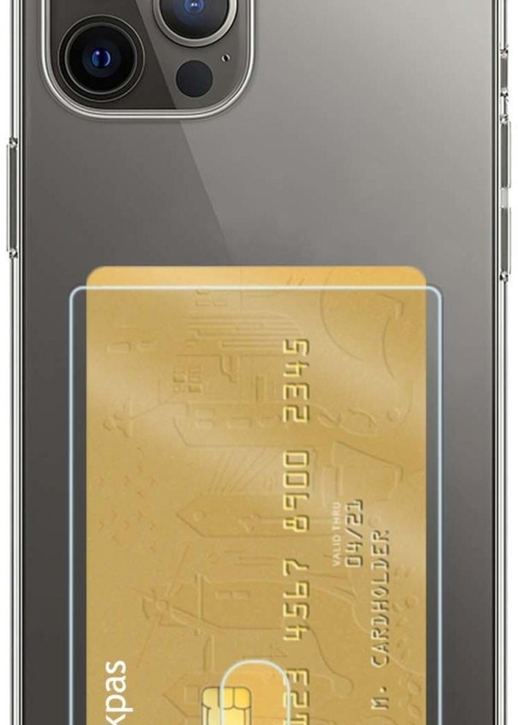 BTH Hoesje Geschikt voor iPhone 11 Pro Hoesje Met Pasjeshouder Siliconen Case Met Kaarthouder - Hoes Geschikt voor iPhone 11 Pro Hoesje Shock Proof Case - Transparant - 2 PACK